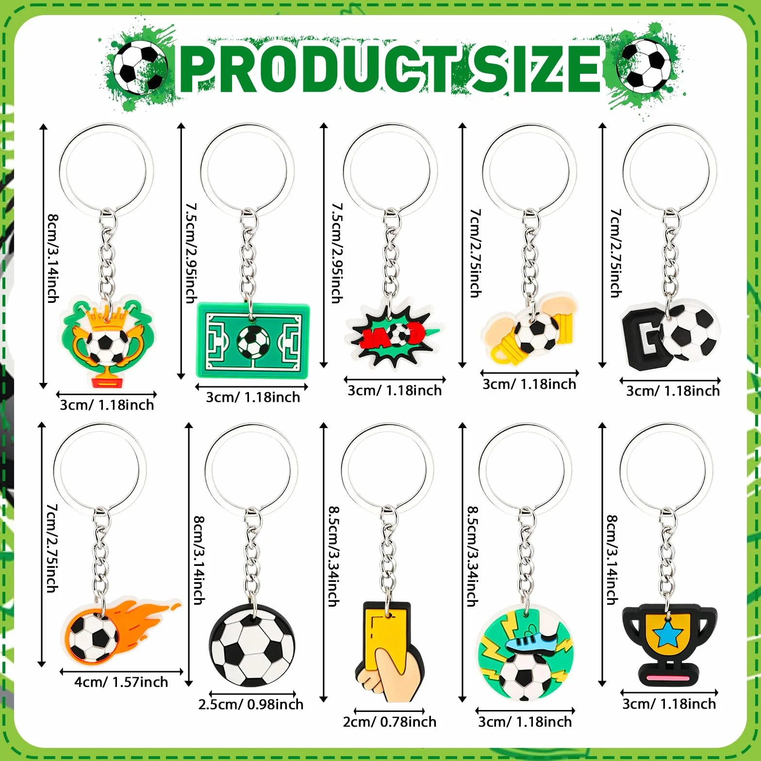Llavero de Fútbol Mundial 2026, 10 Piezas PVC Copa del Mundo, Llaveros Deportivos Personalizados