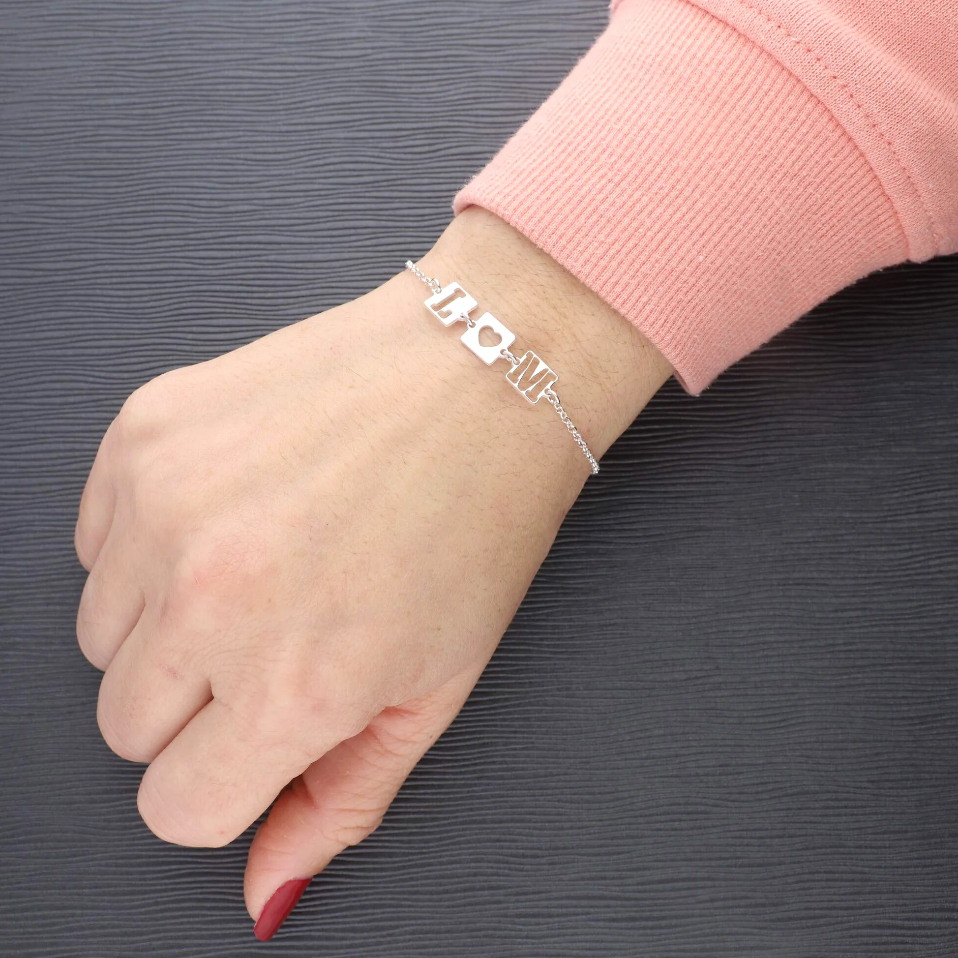 Pulsera con Nombre Personalizado en Plata de Ley 925 - Regalo para Enamorados - Largo 16cm + 3cm de alargador
