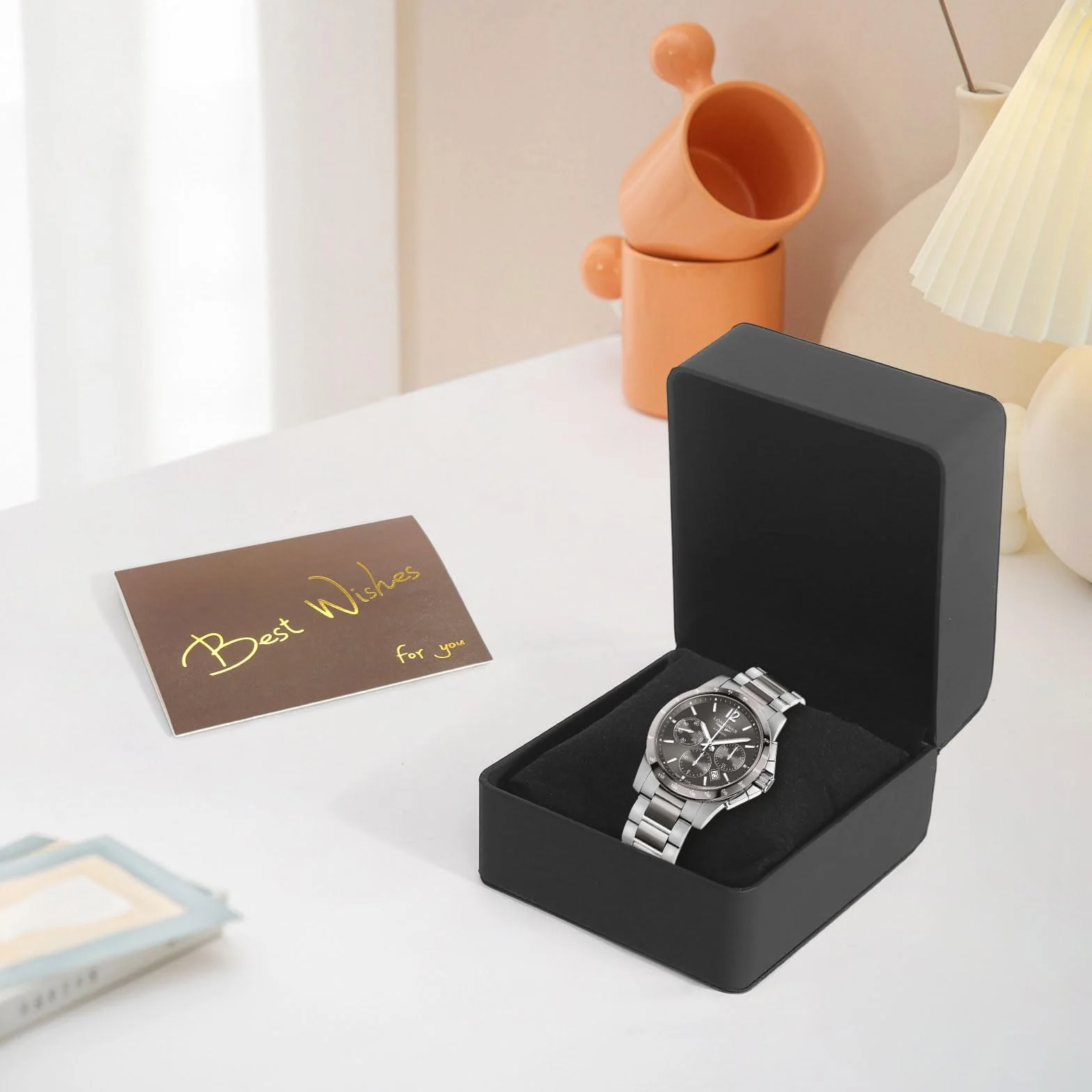 HFDONGL Caja de reloj individual con cojín extraíble de PU para almacenamiento portátil