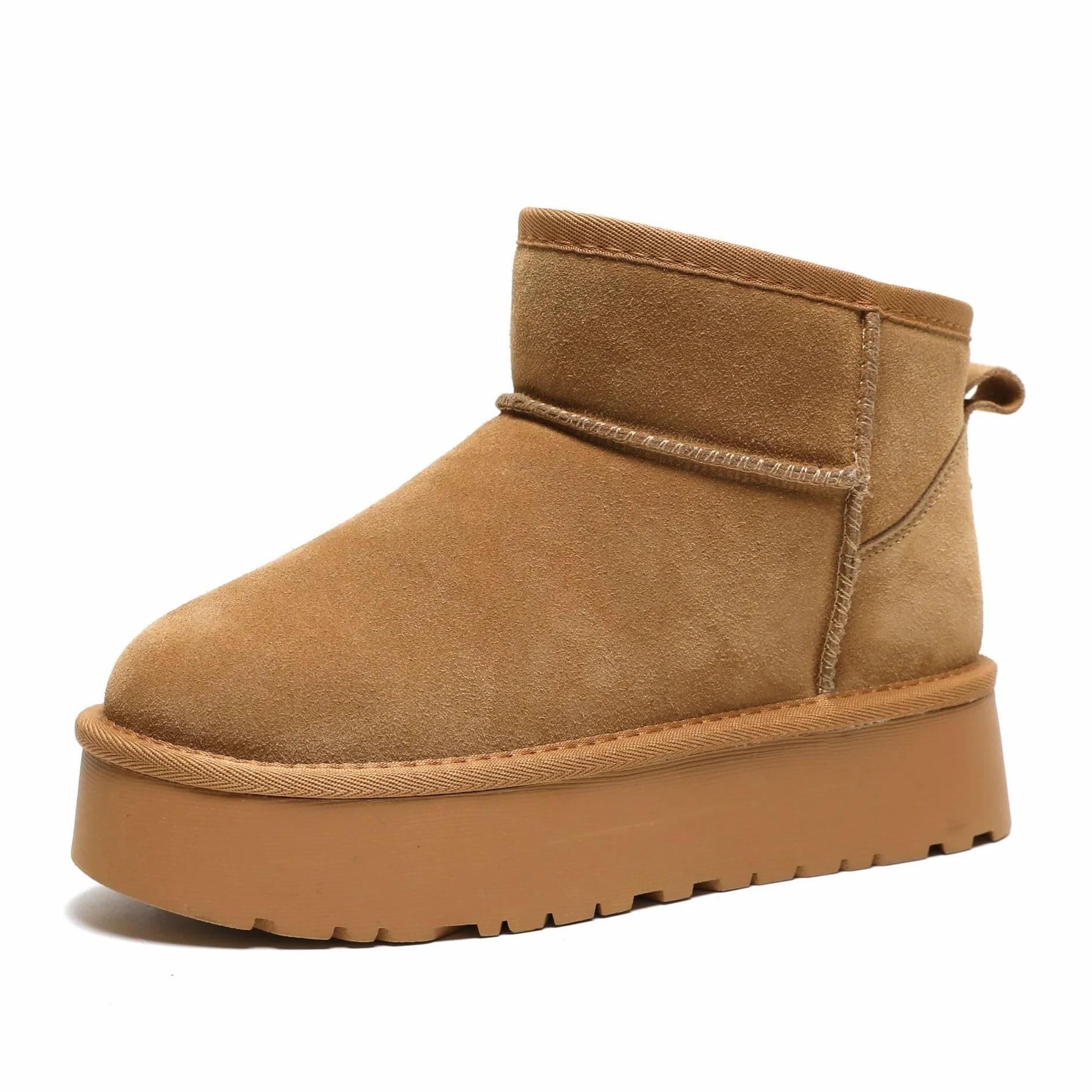 Women's Classic Ultra Mini Platform Fashion Boot Suede Leather Winter Anti-Slip Snow Boots
