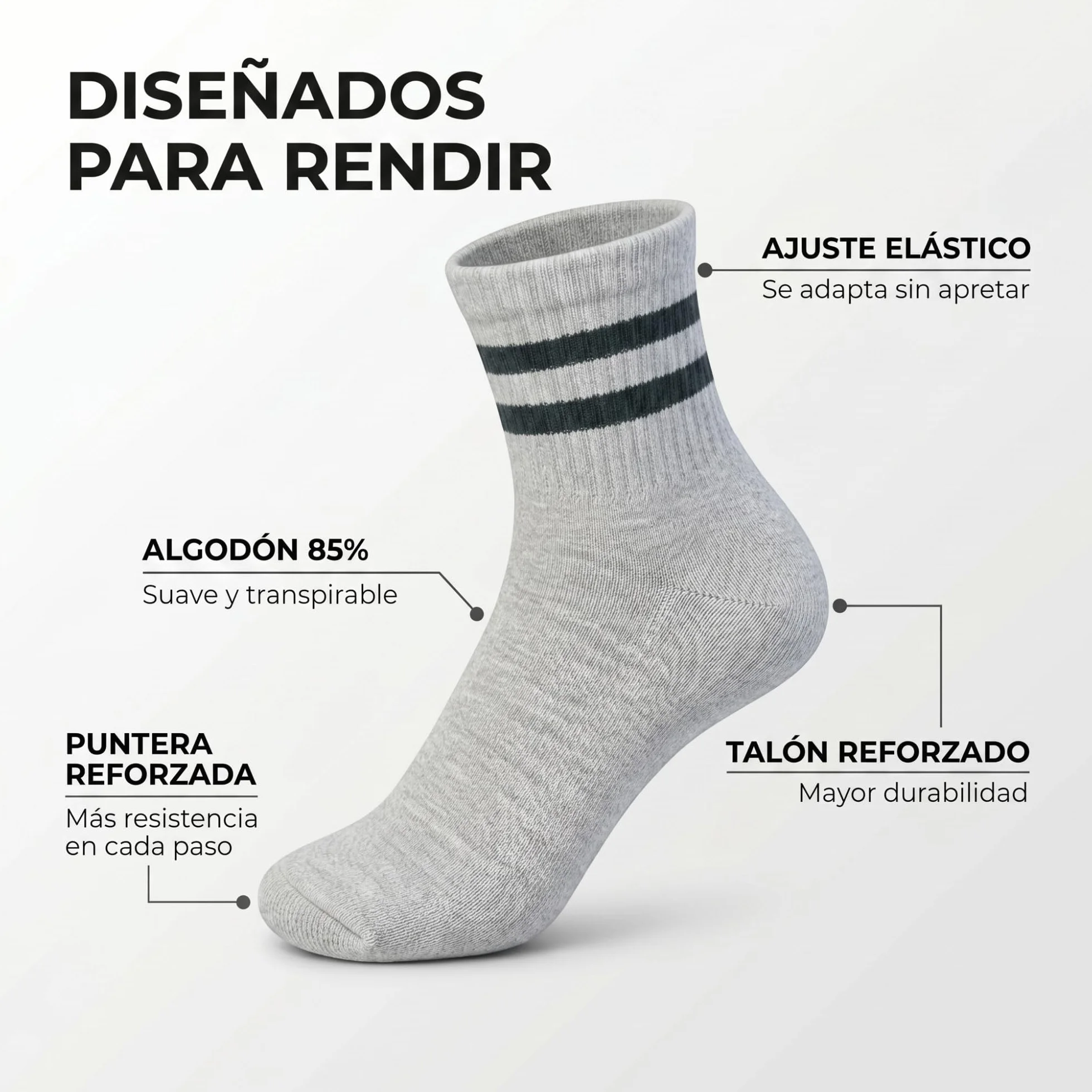 Calcetines Deporte Algodón Transpirables Running Gym Fitness Hombre Mujer