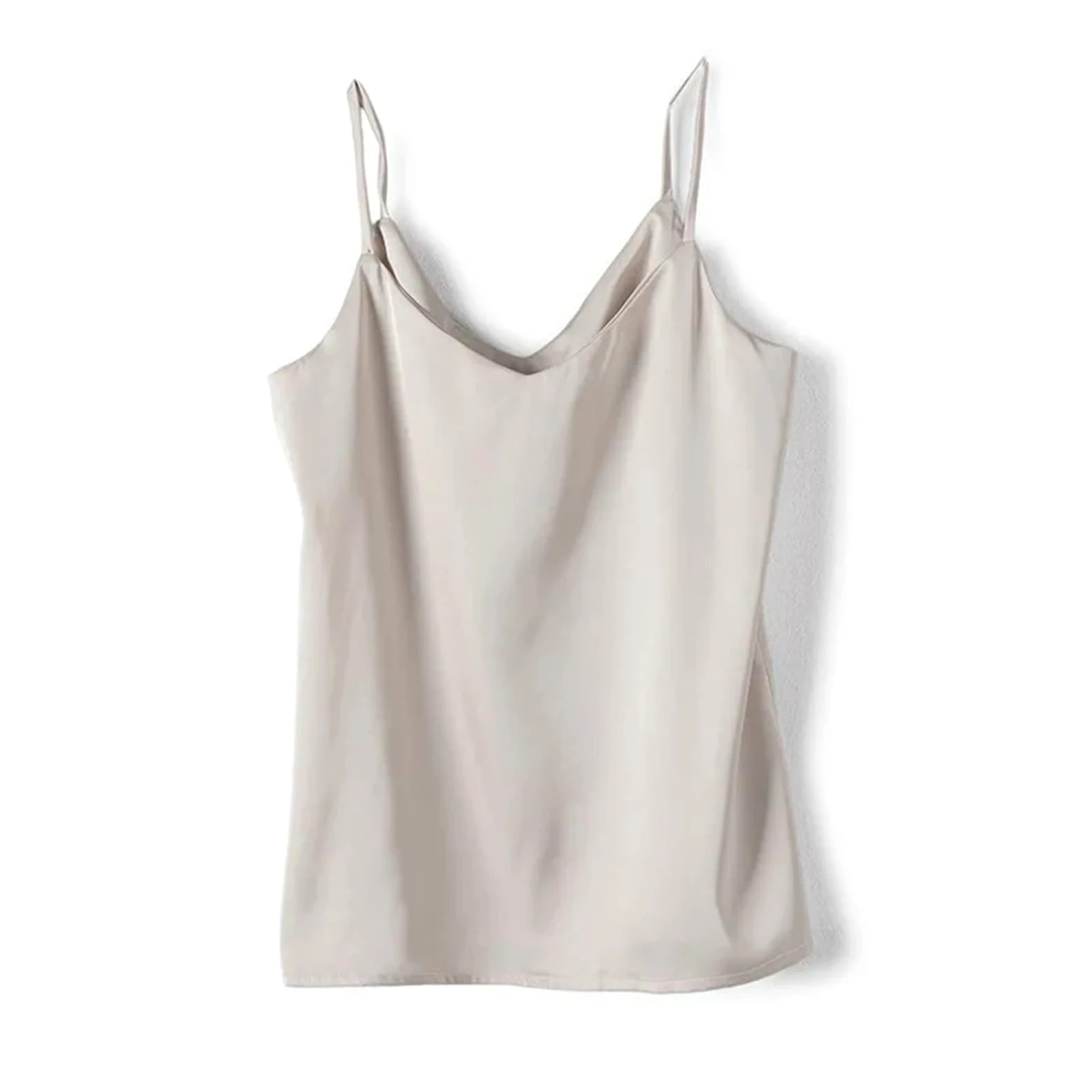 Camiseta Tirantes Mujer Camisola de Tirantes for Mujer, Top Halter con Cuello en V, básica, sin Mangas, satén y Seda, for Verano, Primavera otoño