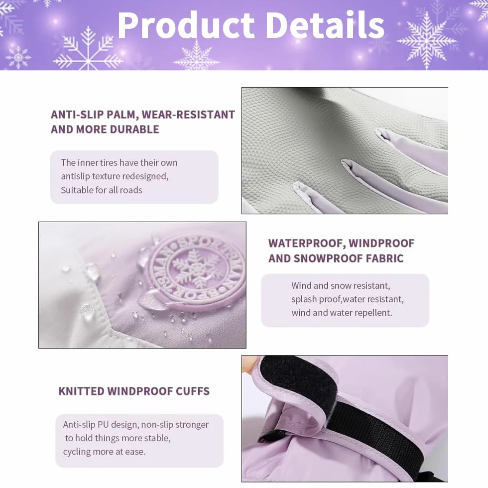 Guantes de Esquí Impermeables Térmicos para Pantalla Táctil Mujer Invierno