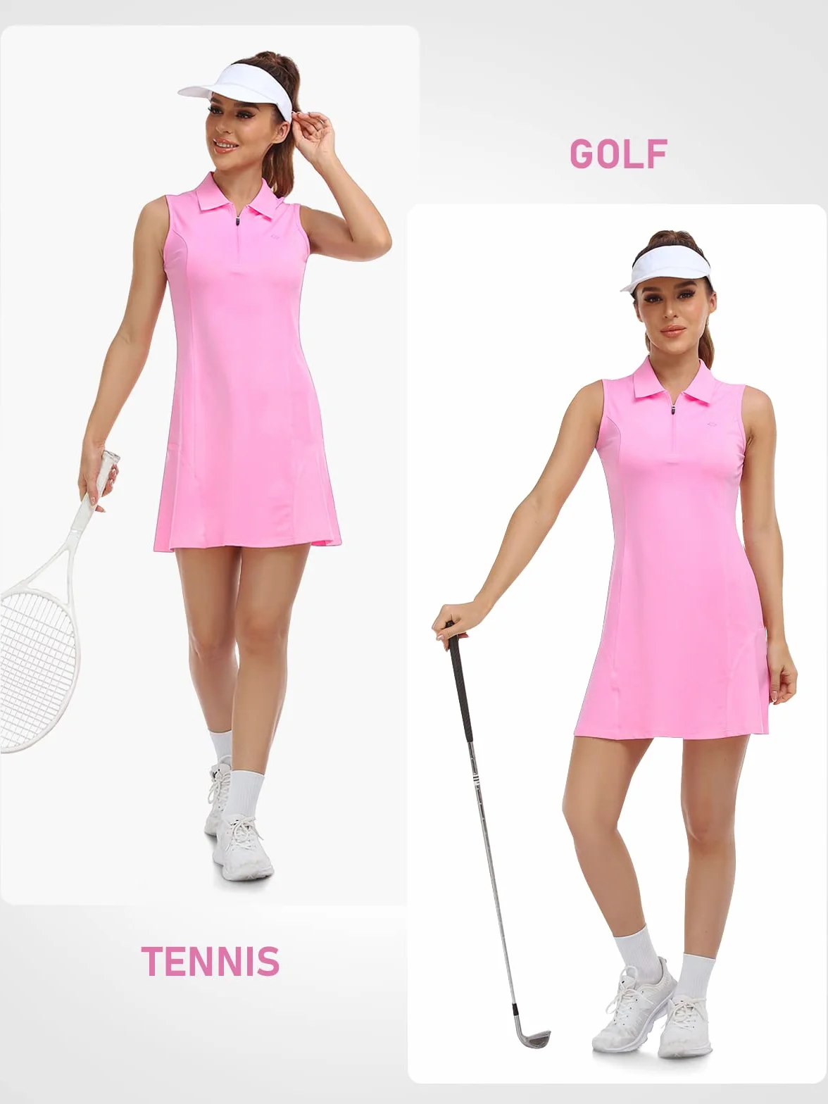 MoFiz Vestido de Polo sin Mangas Cremallera Deportivo Tenis Golf Mujer