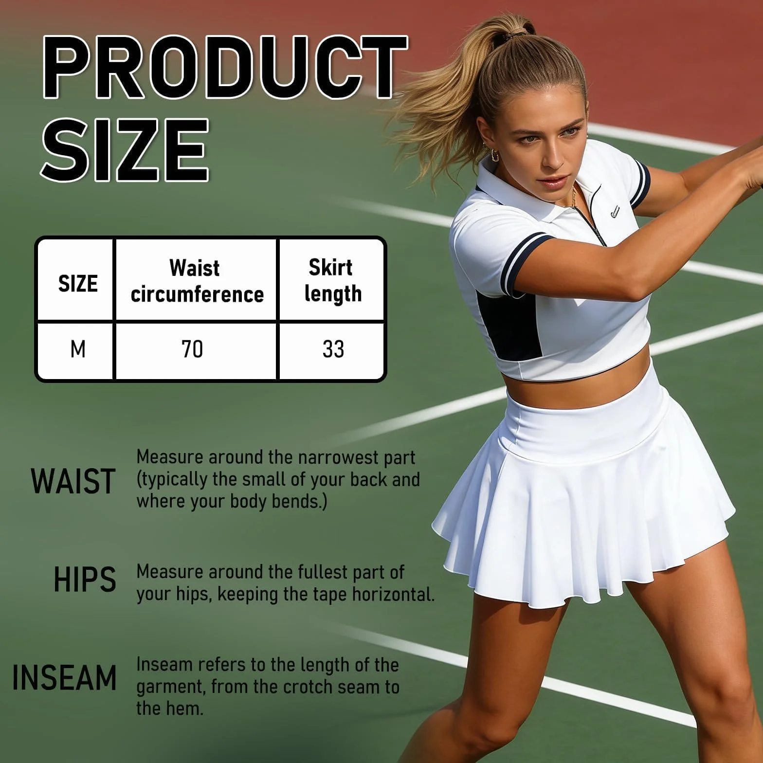 Falda Pantalon Mujer Deporte 2 Pcs Padel Negro Blanco Talla M