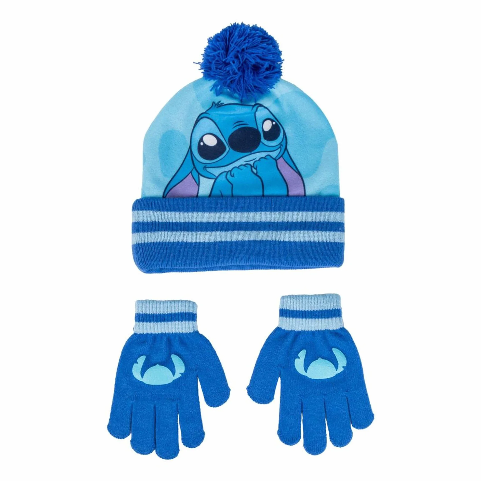 Disney Stitch Gorro y Guantes Set Invierno Oficial para Niño Niña Cómodo Cálido