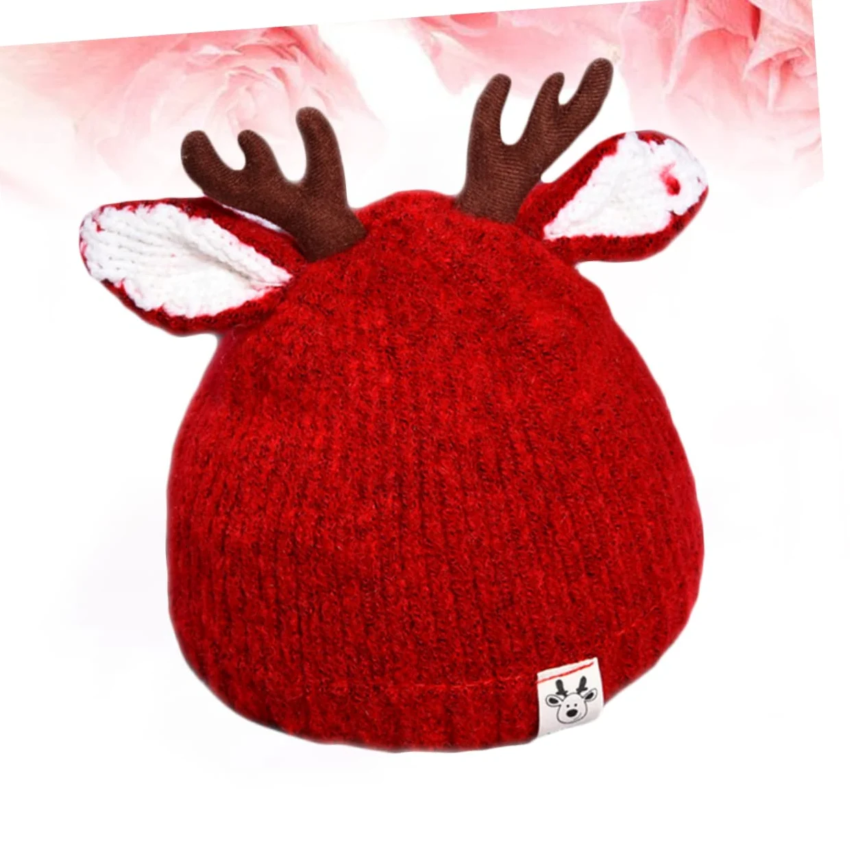 Kisangel Sombrero para Niños 3 Uds Hilo En De Bebé Tejido Rojo Espesar Adorable Alce Invierno Navidad Reno Niños Niñas Gorro De Lana Sombrero Cornamenta Cálido para