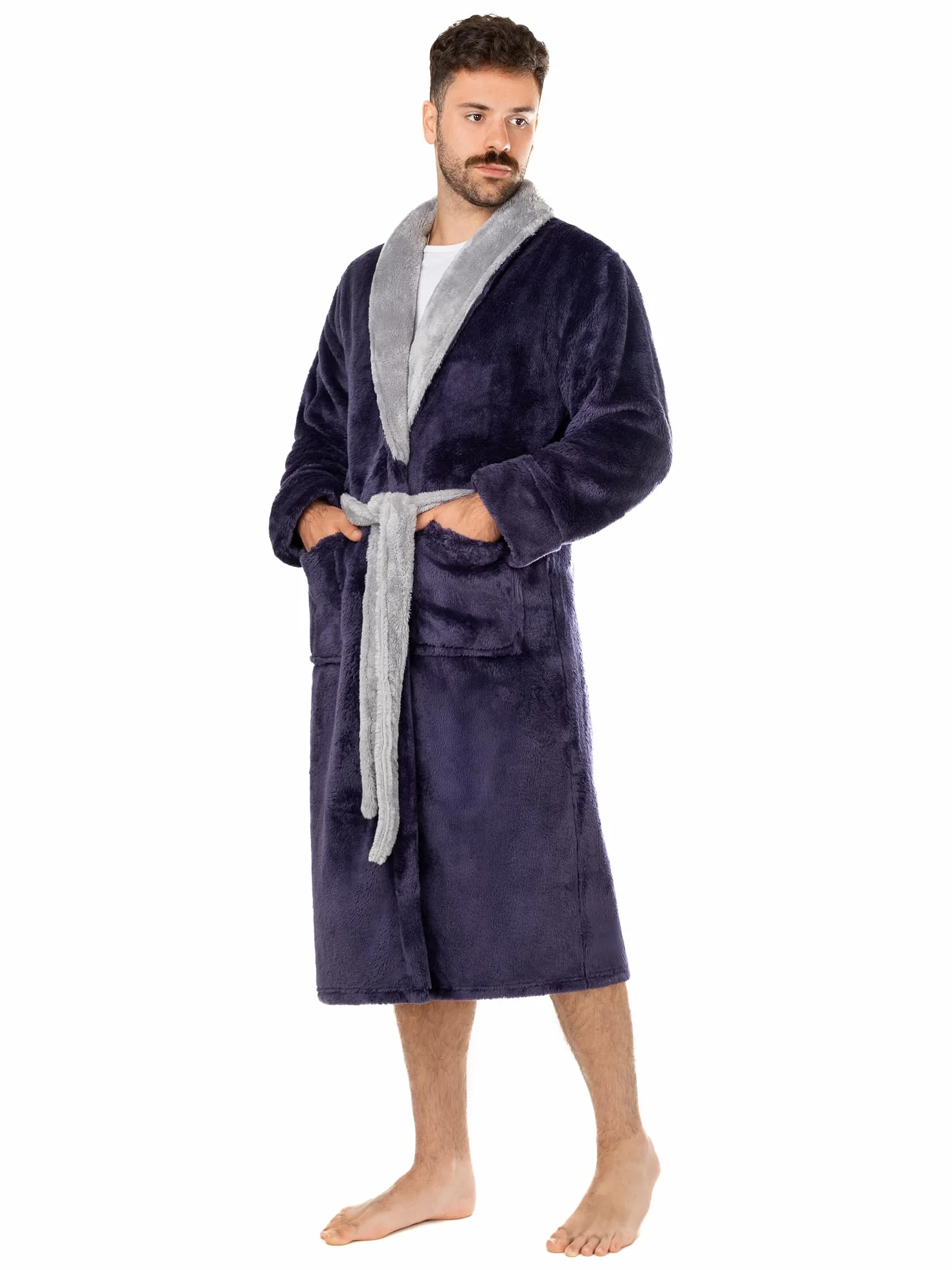 LEBENGOOD Bata Hombre Invierno, Albornoz Hombre Coralina, Batas de Casa Polar, Suave, Acogedor, Microfibra OEKO-TEX®