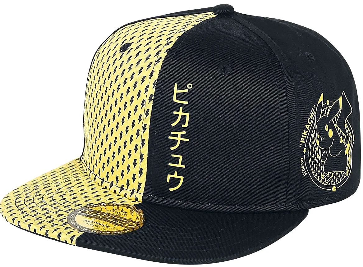 Pokemon Pikachu Snapback Gorra de béisbol Negra, Talla única Ajustable
