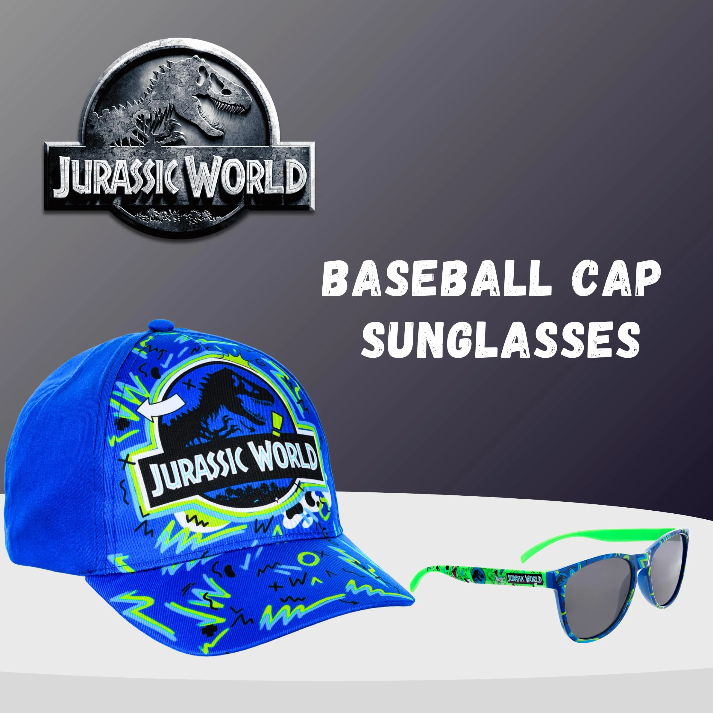 Gorra y Gafas de Sol Jurassic World para Niños Protección UV Verano