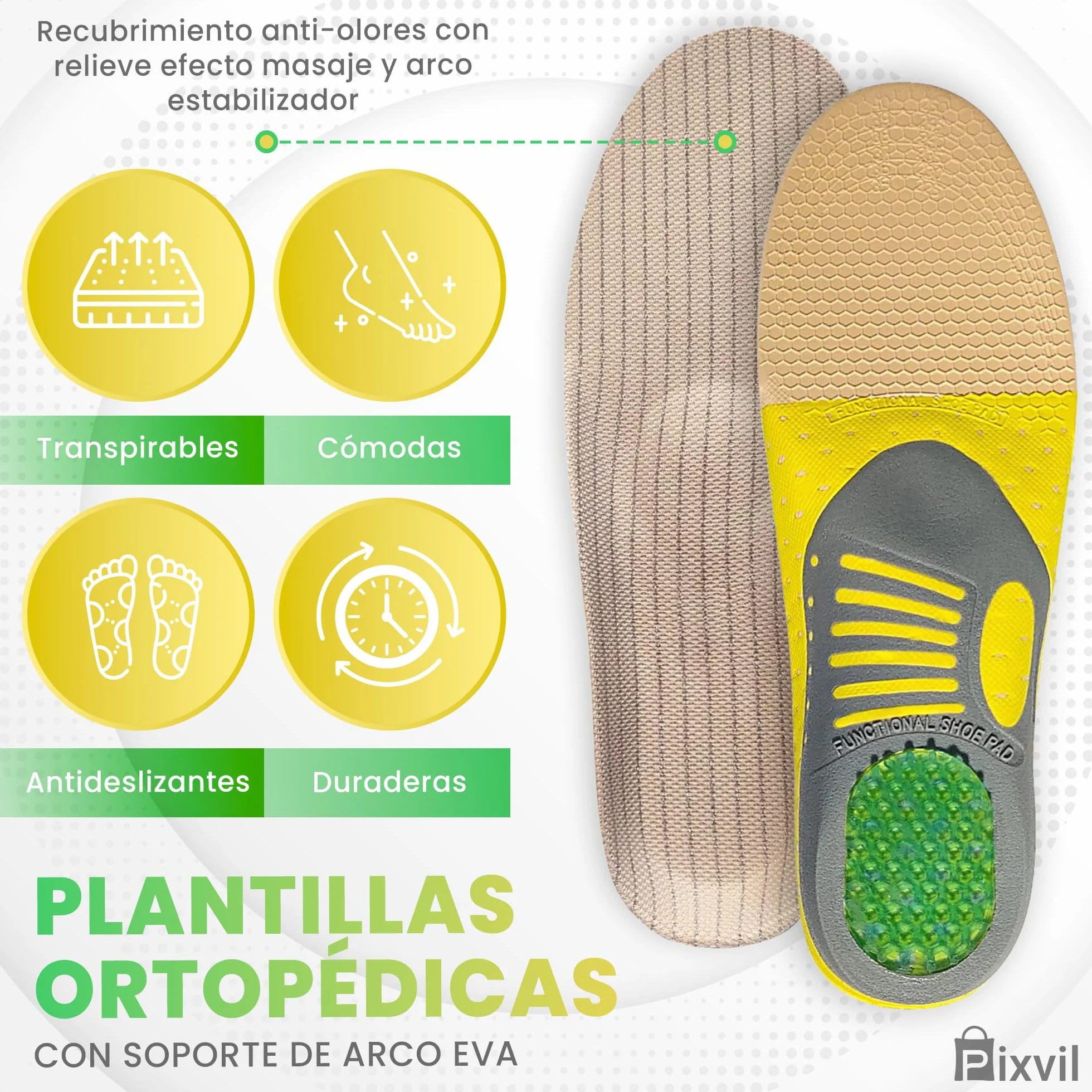 Plantillas Fascitis Plantar 2 Pares Gel Arco EVA para Trabajo y Padel Hombre Mujer Alivio Pies Planos Metatarsalgia Espolón Botas Seguridad Running