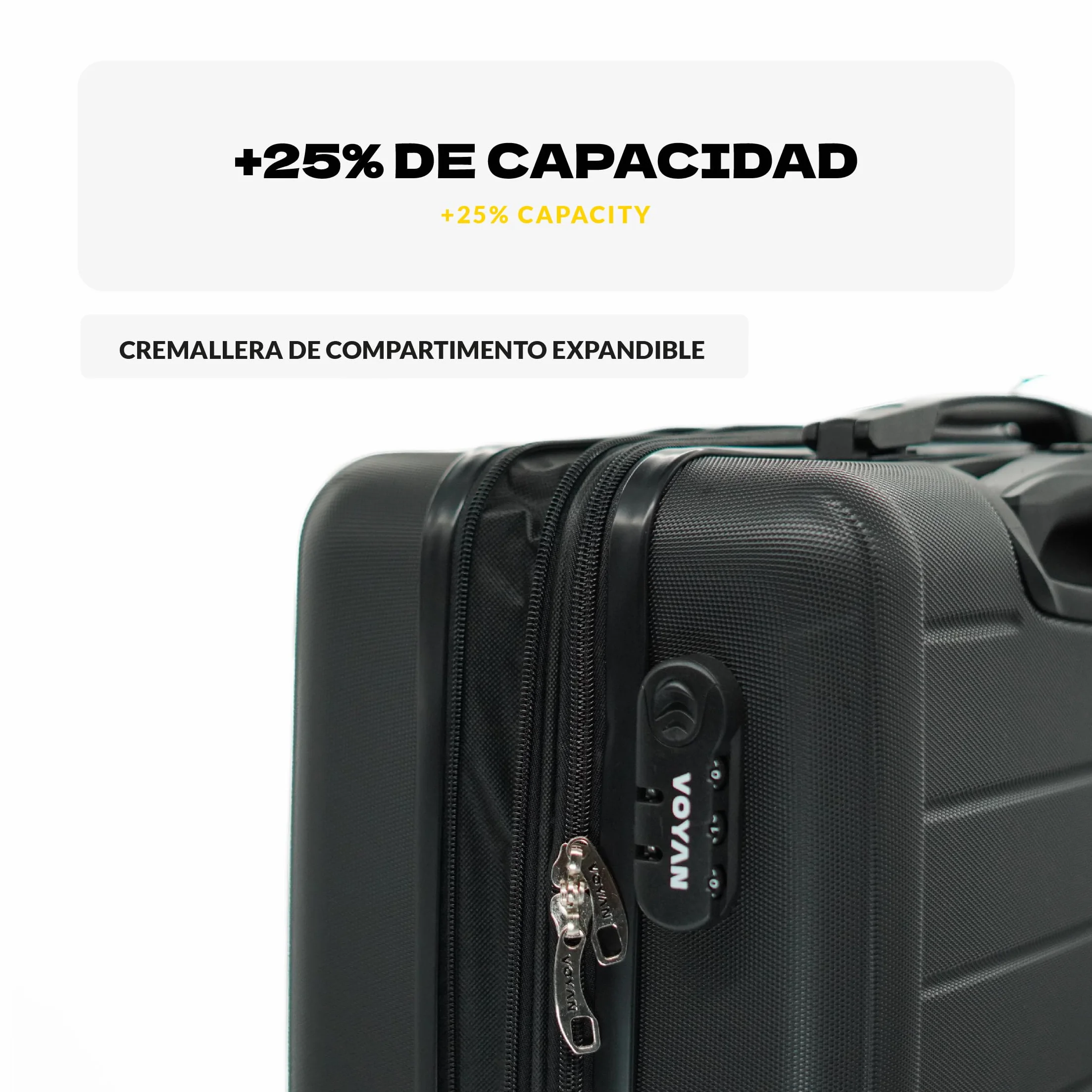 VOYAN Maleta Grande 23kg SDR Gris 68x46x28 Expandible, Trolley Rigido ABS Ligero 4 Ruedas 360°