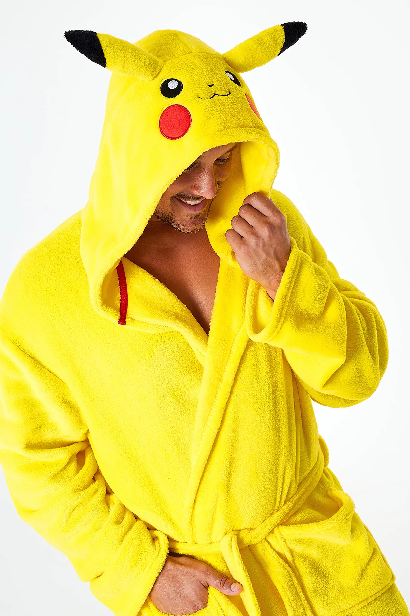 Pokemon Bata de Casa de Hombre de Pikachu, Albornoz Hombre Forro Polar S - 3XL, Regalos para Hombre