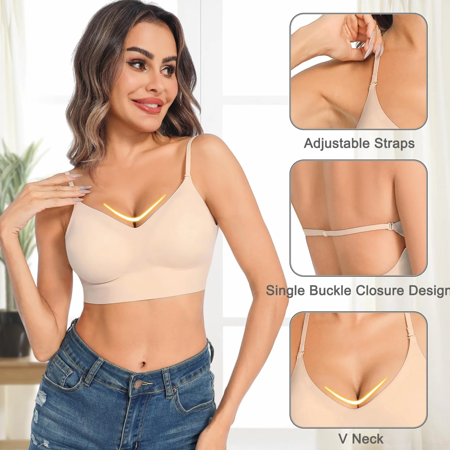 Sujetador Básico para Mujer sin Aros Push up con Tirantes Regulables Multi-Wear