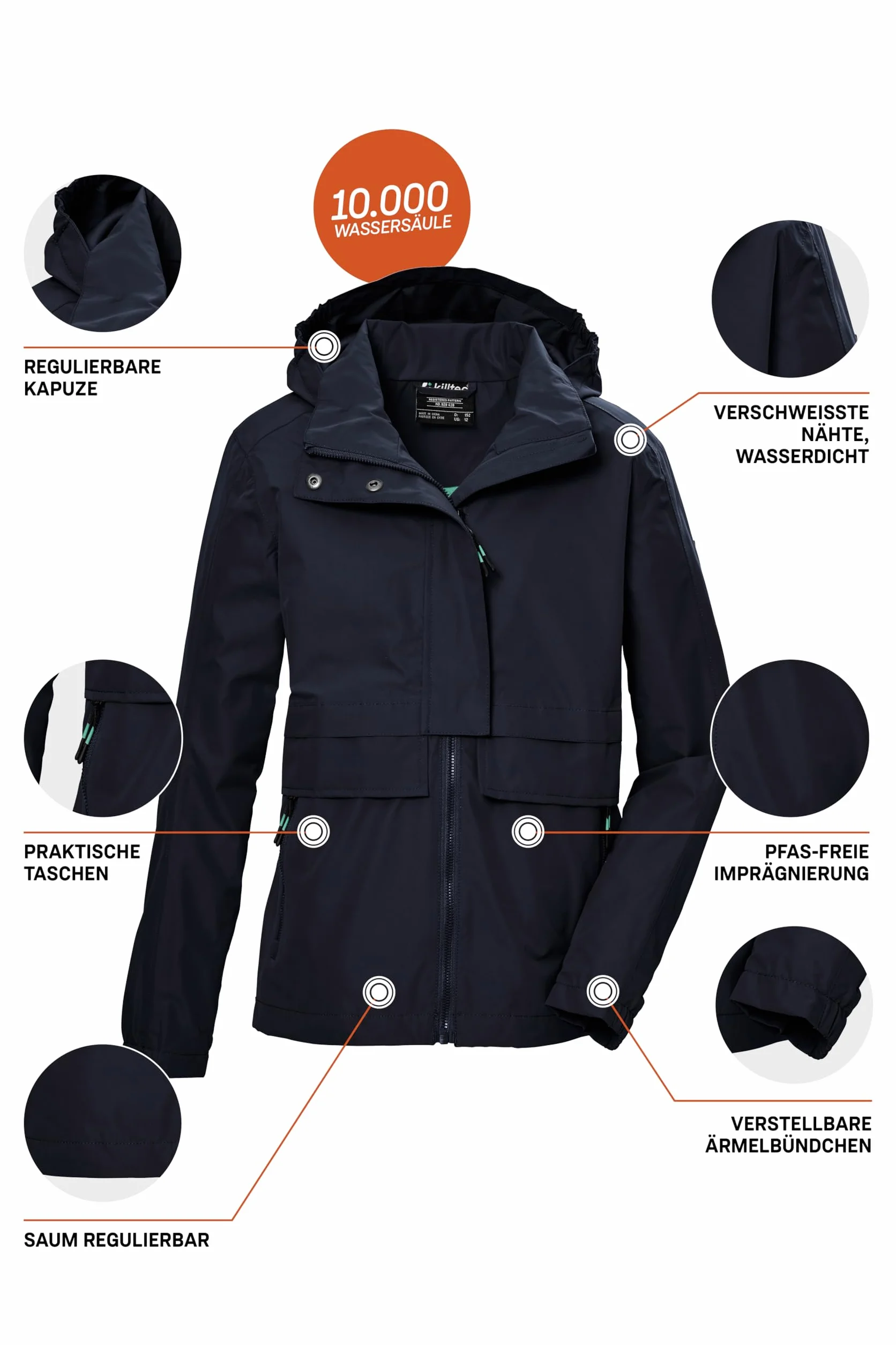 Killtec Kos 149 Grls Jckt Chaqueta funcional impermeable con capucha Niñas