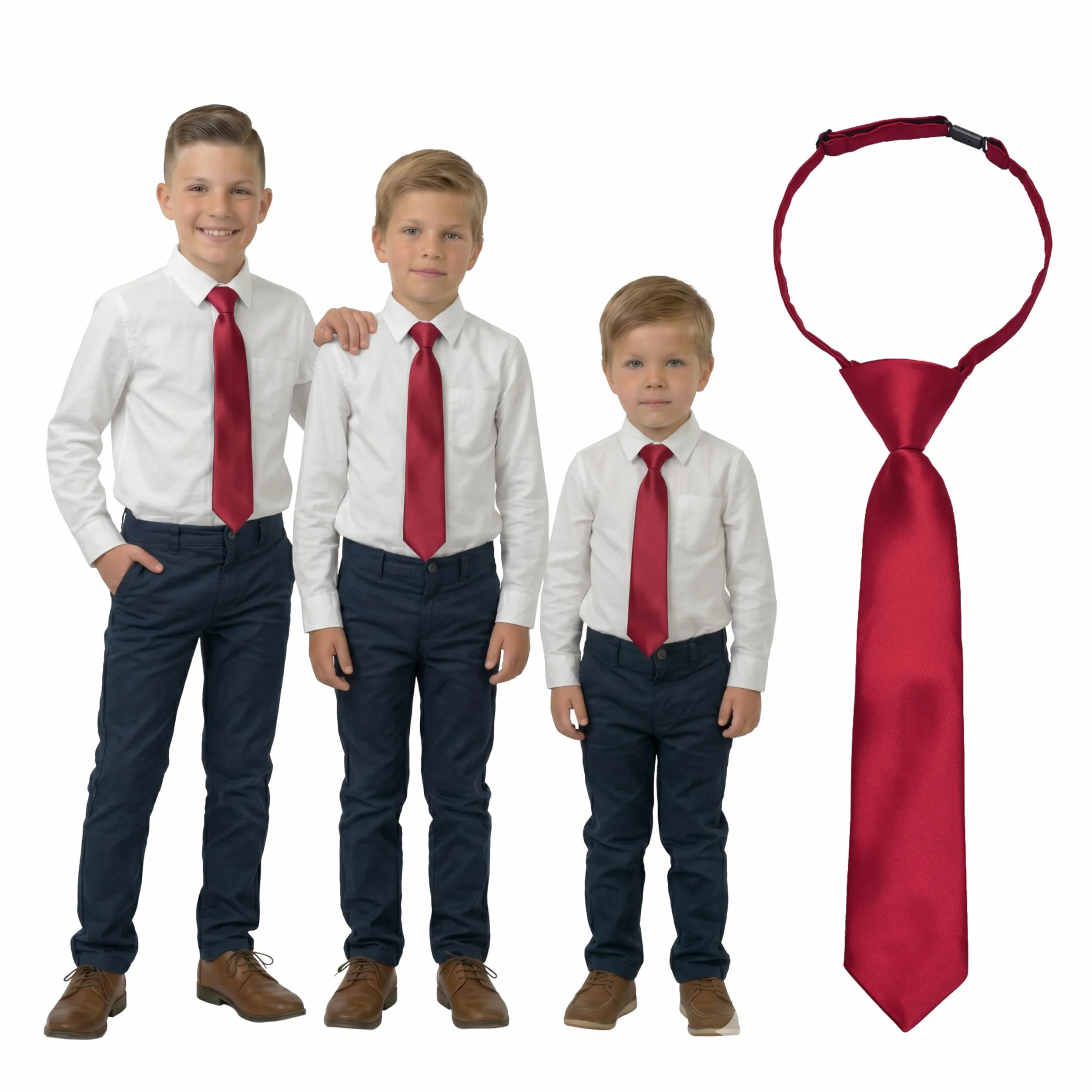 DonDon Corbata niño preatada y ajustable con clip 3 longitudes