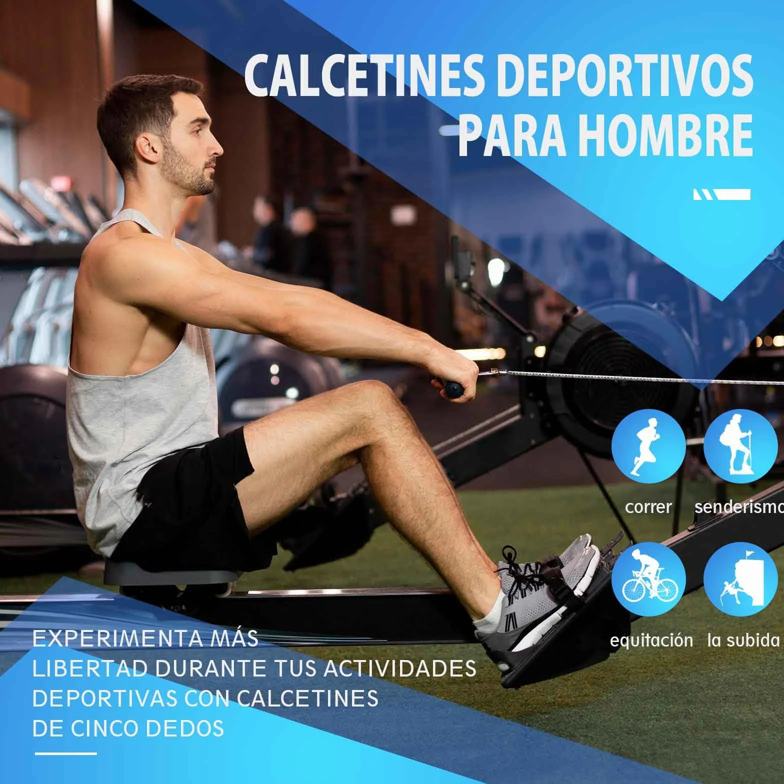 PUTUO Calcetines con Dedos de Deporte para Hombre: Calcetines Dedos Separados Tobilleros de Running Algodón Transpirables 5 Pares