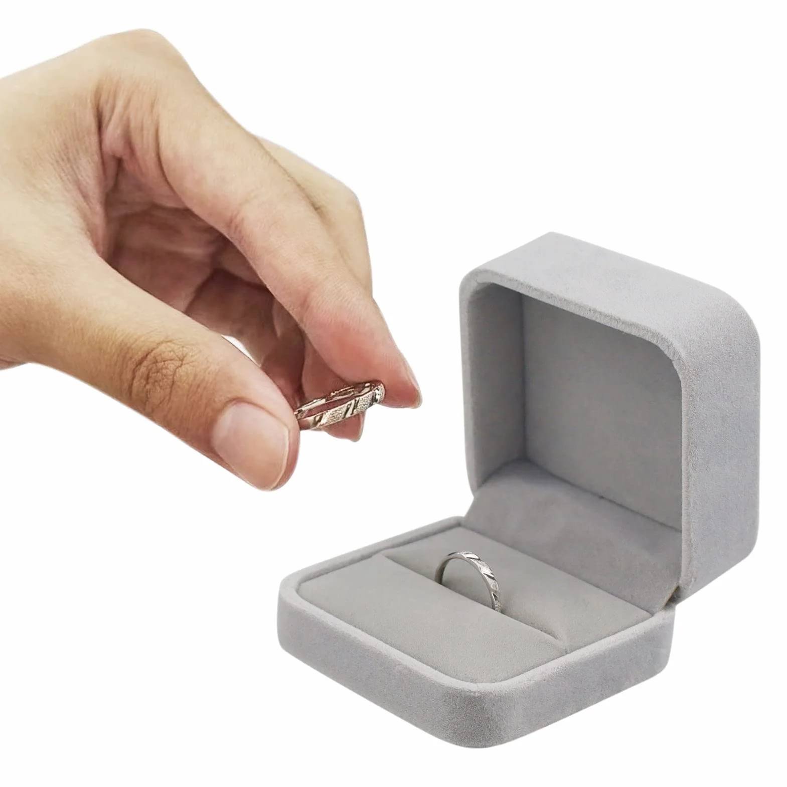 Caja de regalo para anillos de terciopelo, 70 x 70 x 40 mm