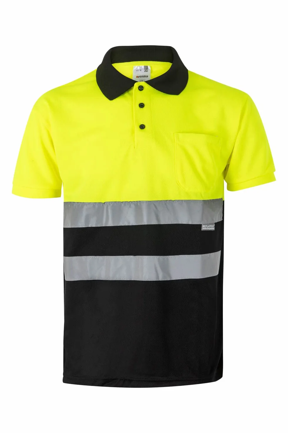 VELILLA Herren Poloshirt Zweifarbig Kurzärmelig Grau Neonorange