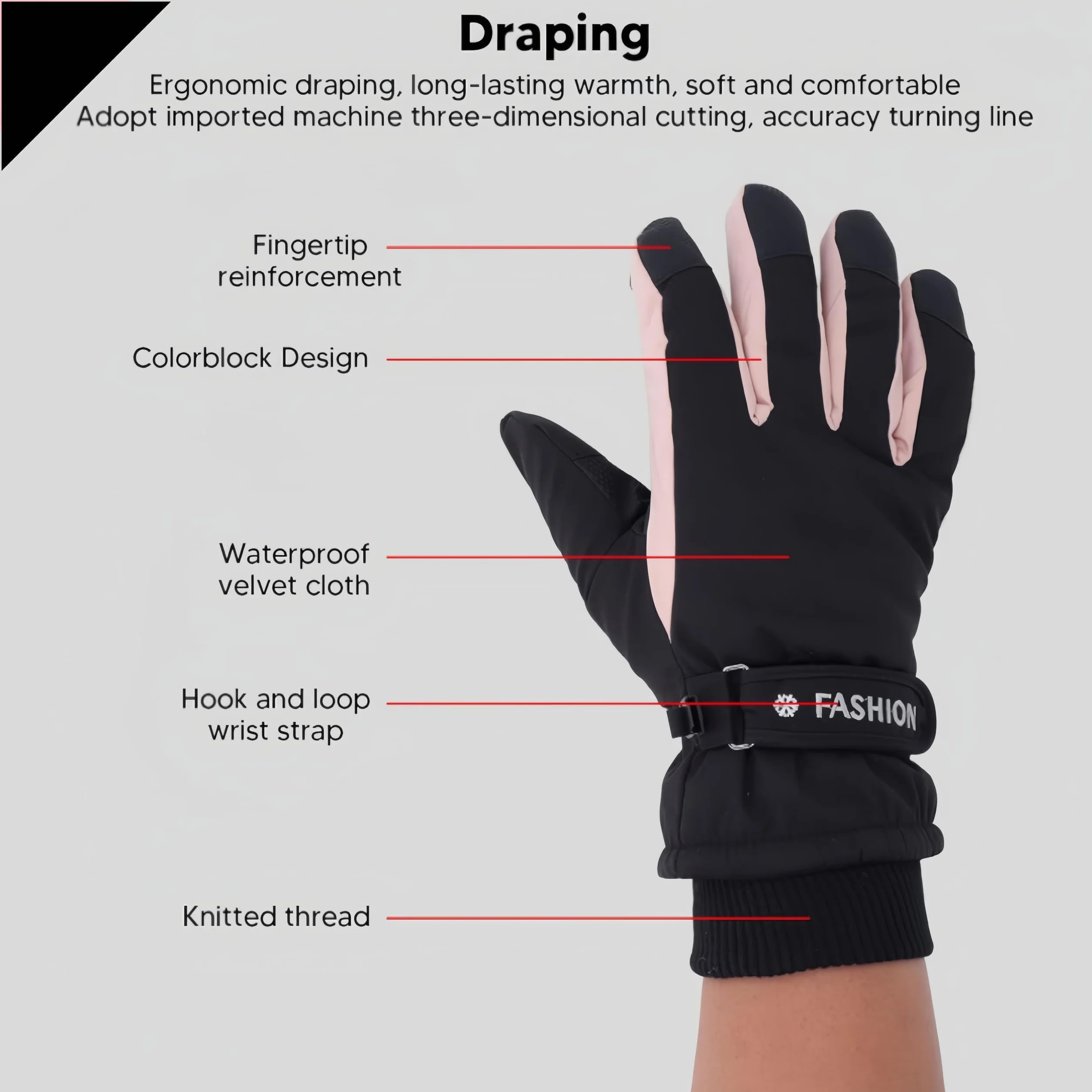 Guantes impermeables para pantalla táctil de invierno para mujer y hombre cálidos de esquí