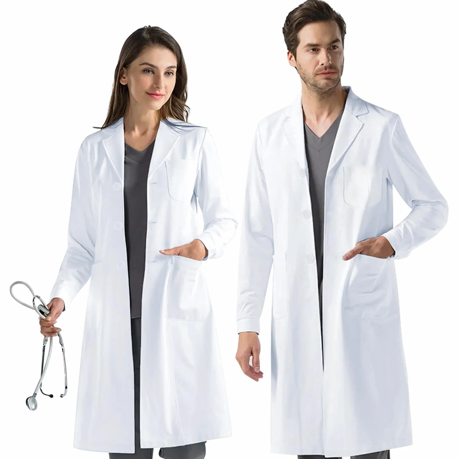 Bata Medica para Adultos, Laboratorio Blanca de Manga Larga, Disfraz de Enfermera Sanitaria