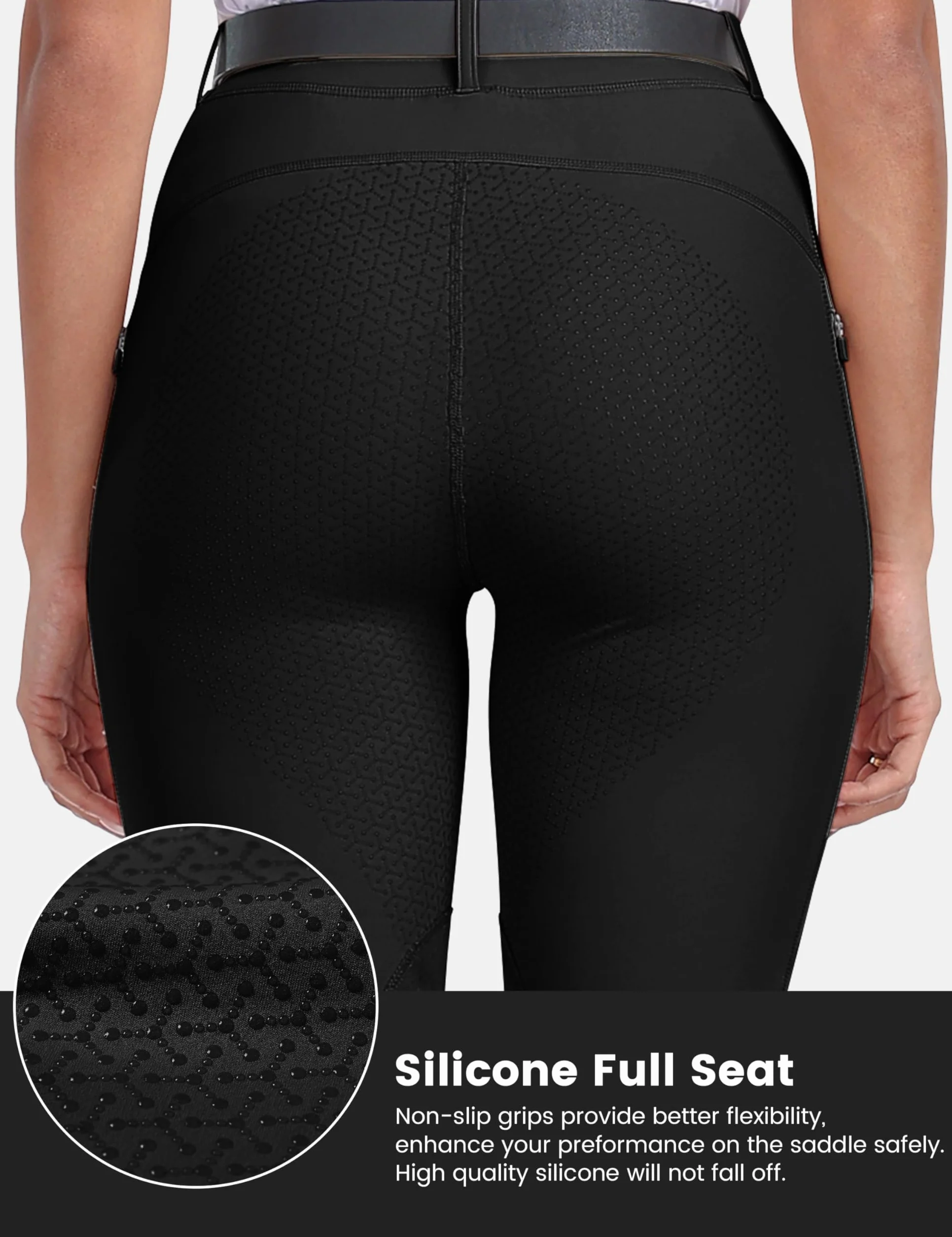 MoFiz Pantalon Mujer Riding Breeches Full Silicone Trim Stretch Zipper Pocket