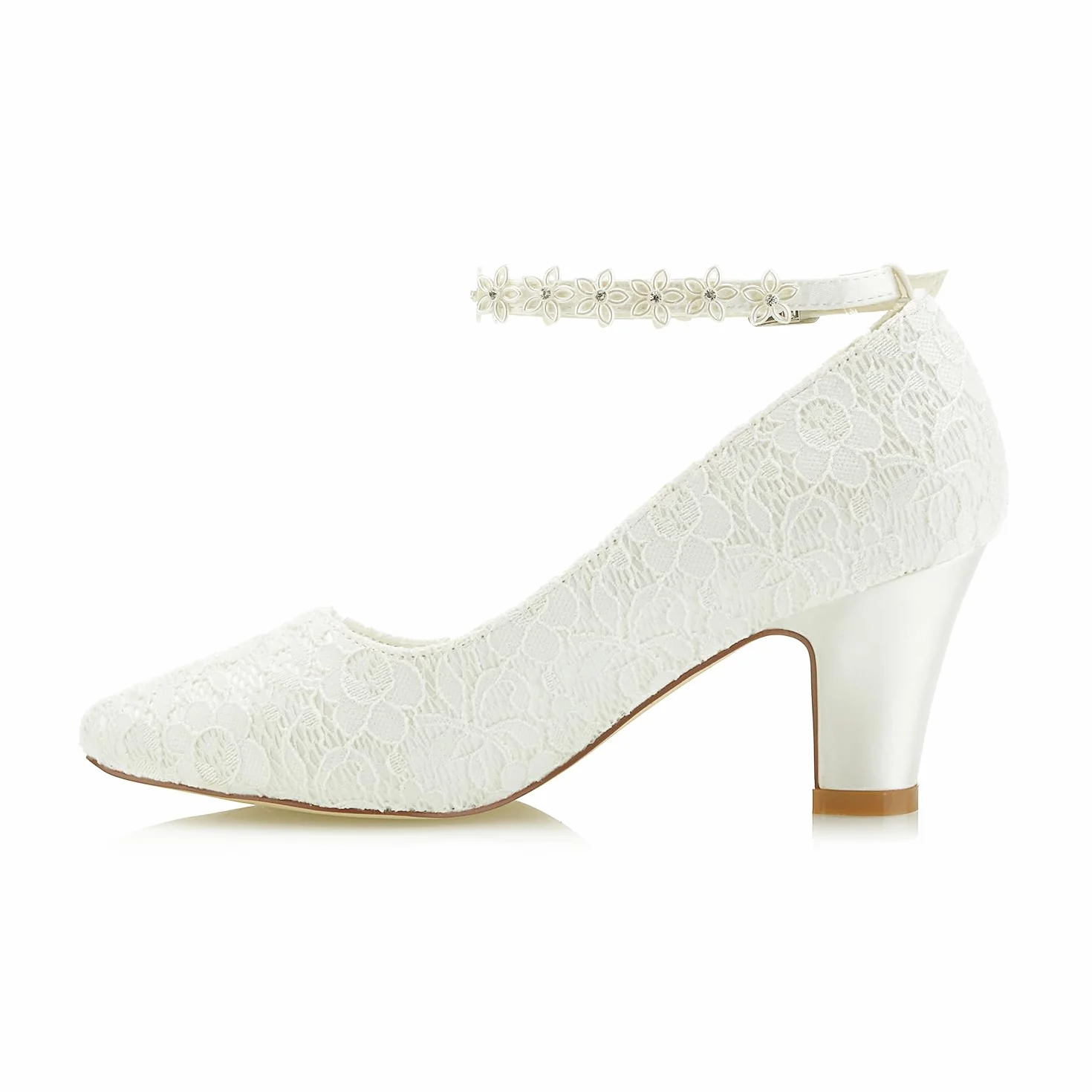 Zapatos de Novia JIAJIA 62311A Tacón Grueso 7cm Satén Flores Boda