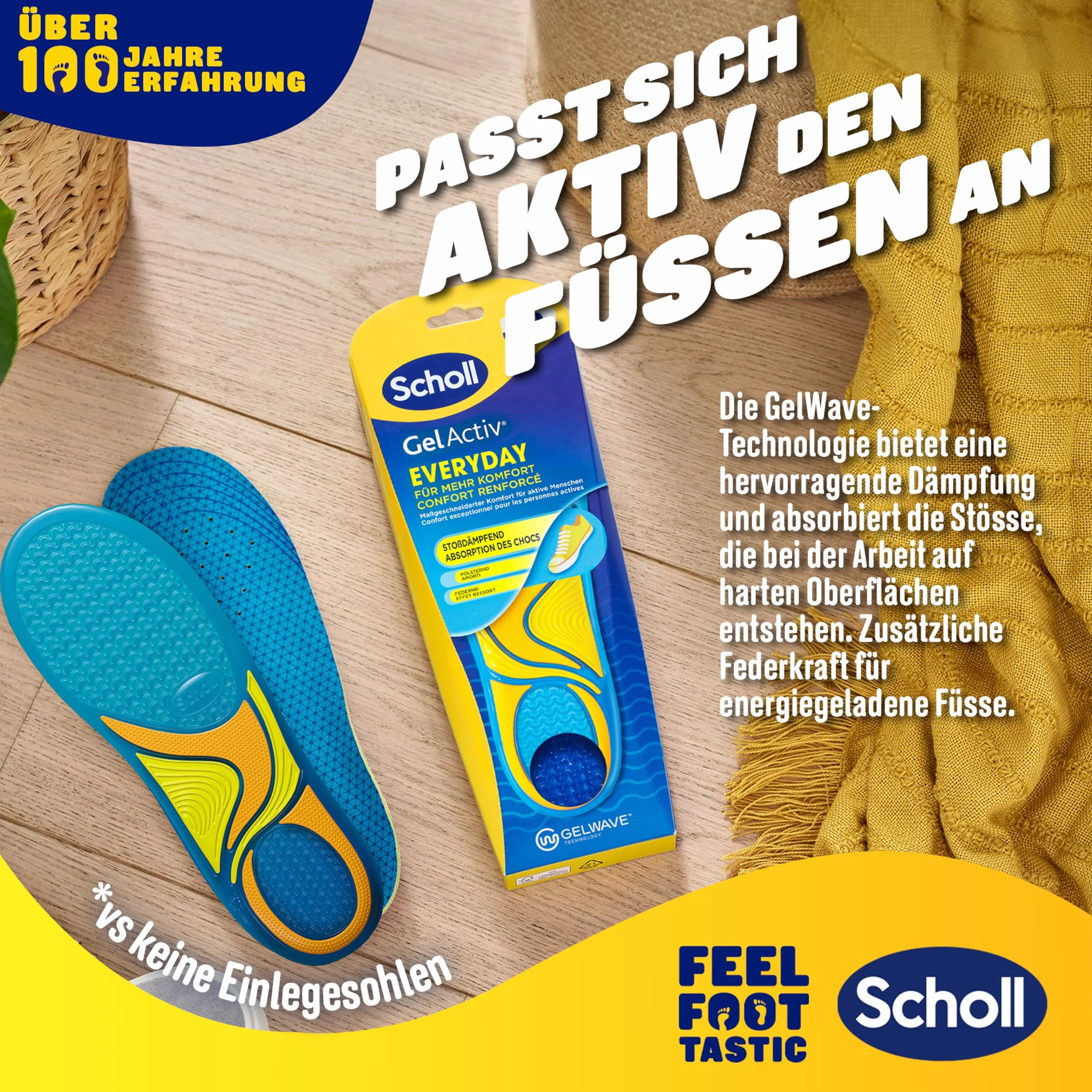 Scholl GelActiv Plantillas Everyday para hombres, talla 40, amortiguación de espuma viscoelástica y tecnología GelWave