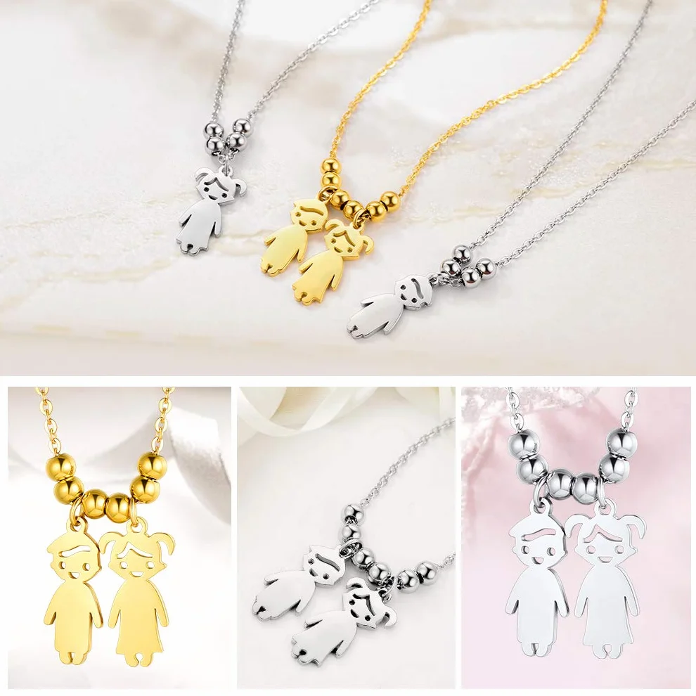 Collar Acero Inoxidable 316L Oro 18K Colgante Niño Niña Mujer Regalo Día Madre