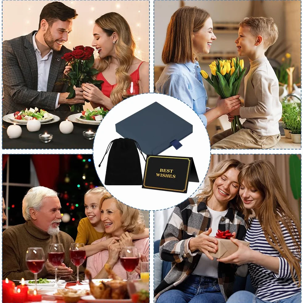 Caja de Regalo para Joyería con Bolsa de Terciopelo y Tarjetas de Felicitación para San Valentín