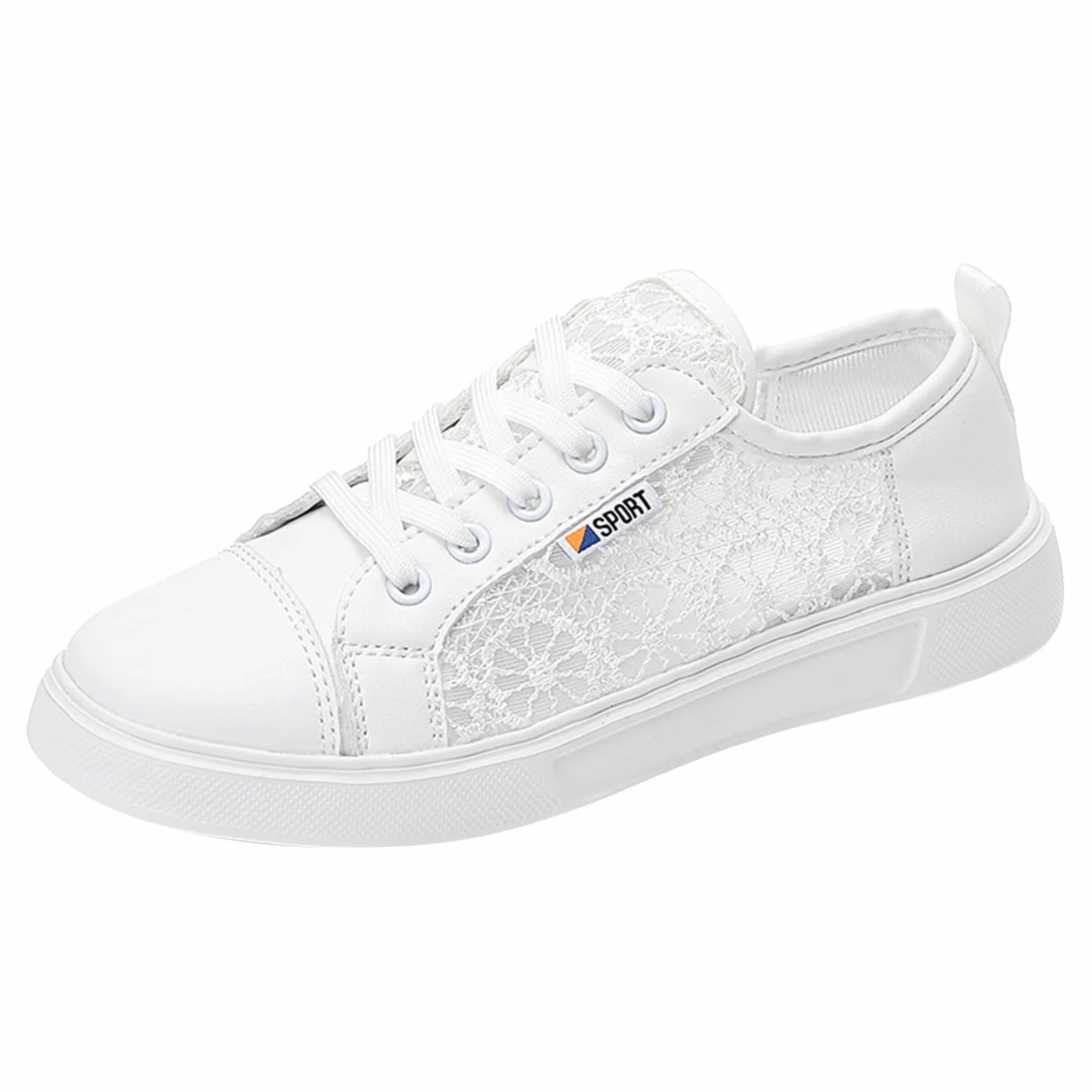 Zapatillas de mujer con flores de encaje zapatos casuales transpirables elegantes con cordones deportivas ligeras planas