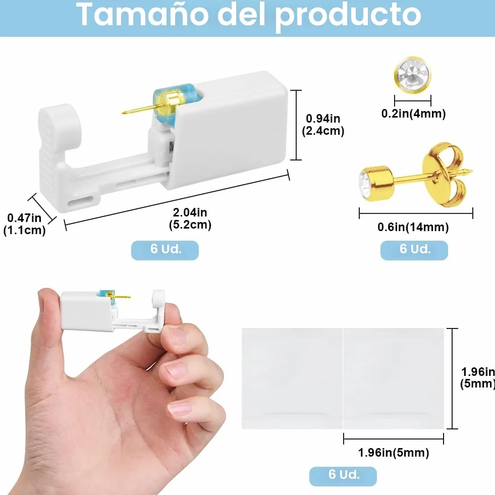 Aucuu Pistolas Desechables para Perforar Orejas, Herramienta Autoperforante Indolora con Pendientes de Acero Inoxidable