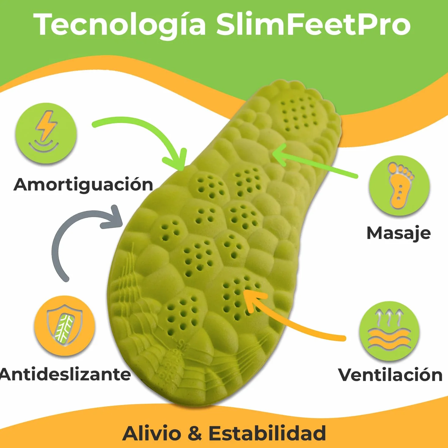 Slim Feet PRO Ortopédica Plantilla Nube Confort XXL 43-44 Amortiguadora Transpirable Antideslizante