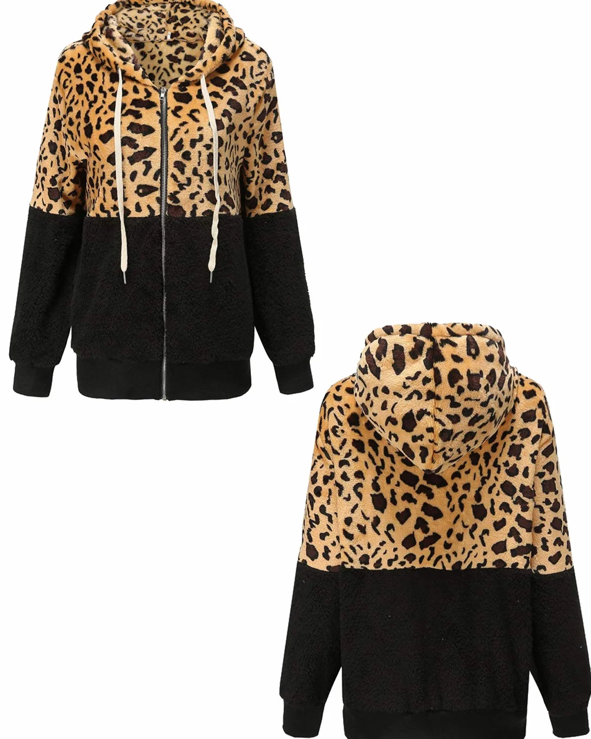ABINGOO Abrigo Mujer Chaqueta Suéter Otoño Invierno Leopardo Lana Sudadera con Capucha