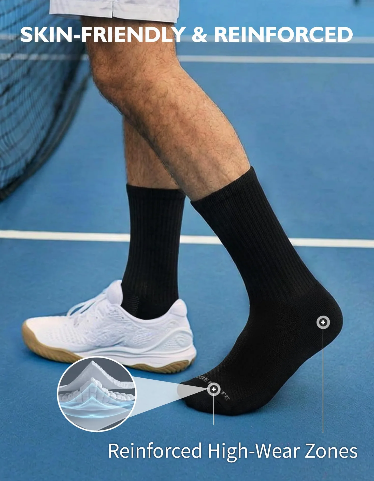CLOSEMATE 6 Pares Calcetines Deporte Largos Hombre Antiampollas Compresión Running Senderismo