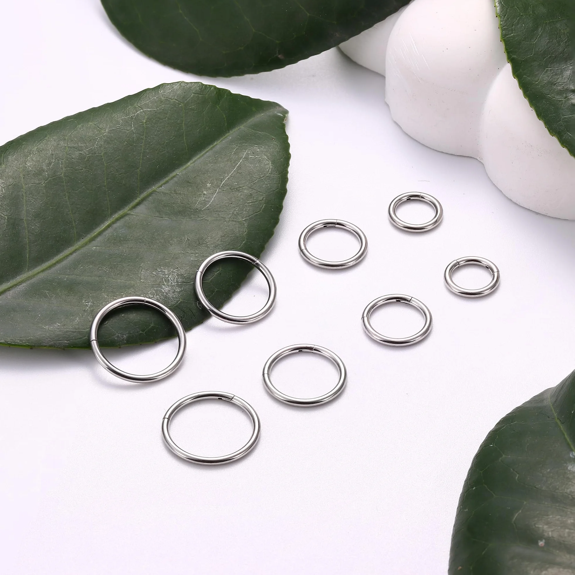 Diamday 8pcs Clicker Piercing Nariz 16G/18G 316L Acero Quirúrgico 6mm 8mm 10mm 12mm