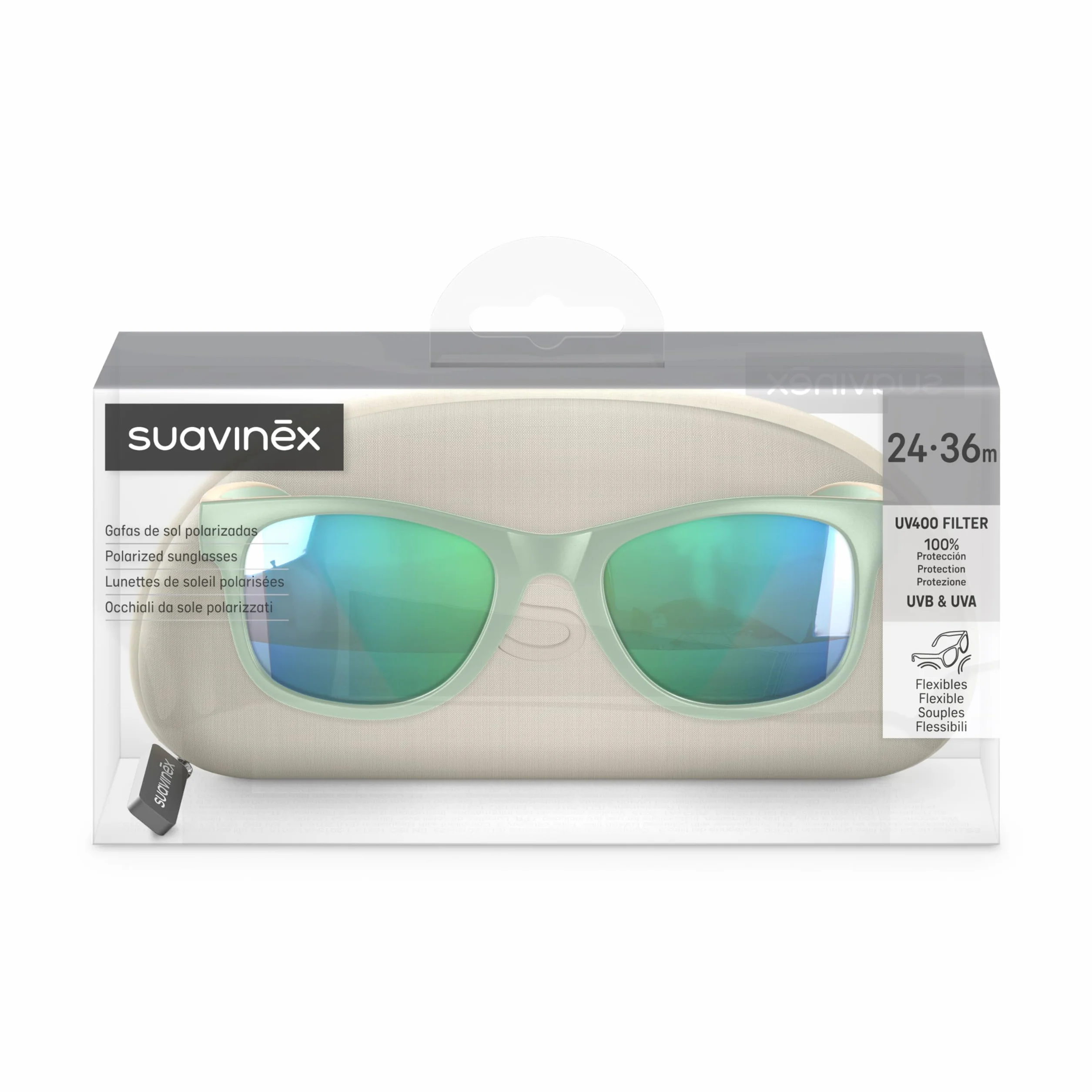 Suavinex Gafas de Sol Niños Polarizadas UV400 Cat.3 Protección UVA UVB Funda Cinta Sujeción