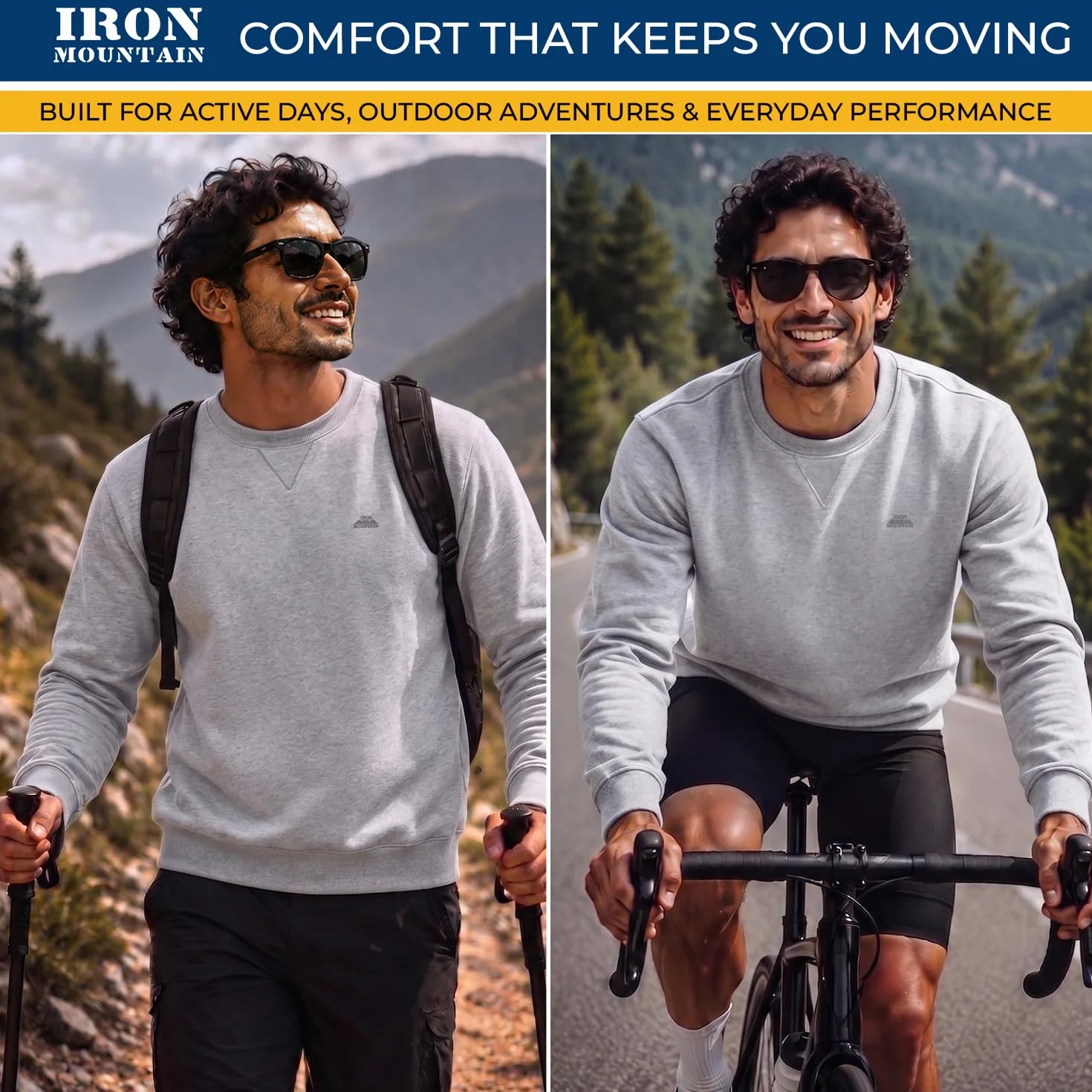 Iron Mountain IMSWT205 Sudadera de Cuello Redondo para Hombre con Hilo Reciclado Anti-Pilling Flexible