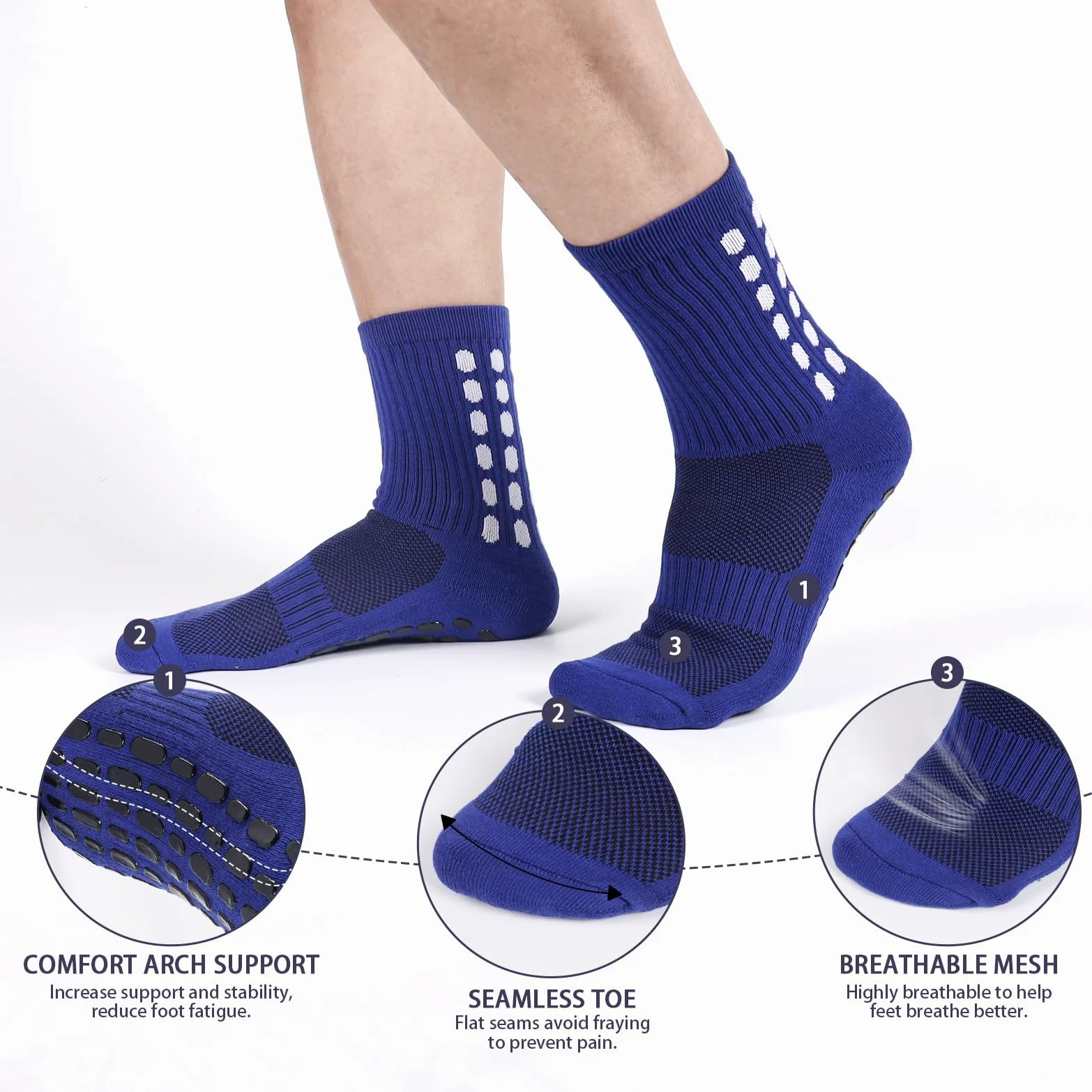 Barrlves 6 pares de calcetines de fútbol antideslizantes coloridos para deportes, fútbol, baloncesto, hospital, yoga, para hombres y mujeres