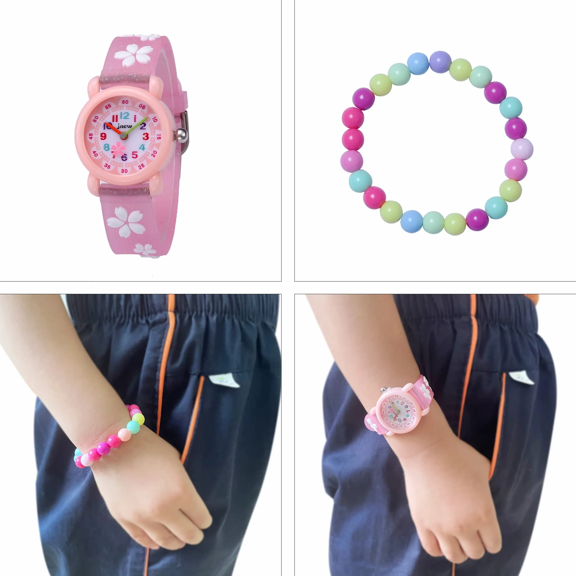 Reloj de Pulsera para Niñas Analógico Cuarzo 3ATM Impermeable 3D Dibujos Animados Correa Silicona