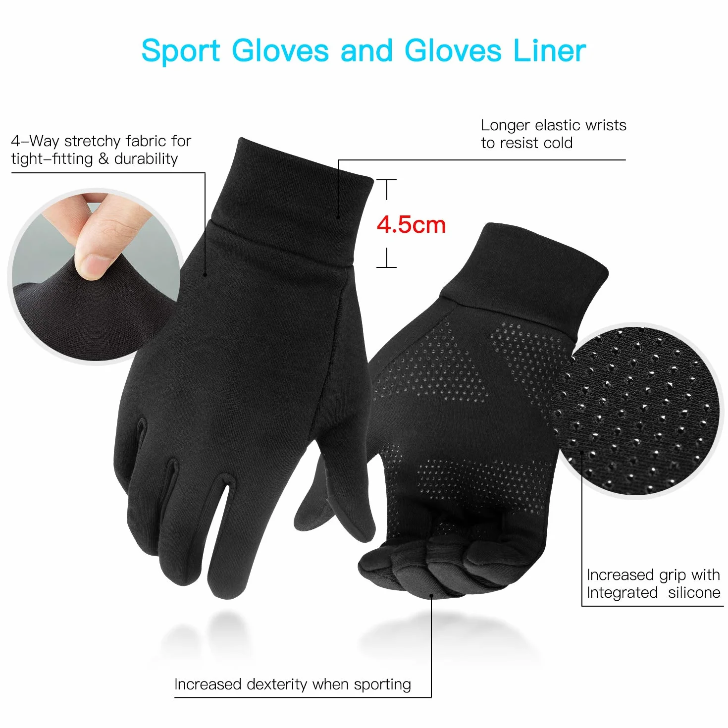 Unigear Guantes Running con Pantalla Táctil - Primera Capa para Actividades al Aire Libre, Senderismo