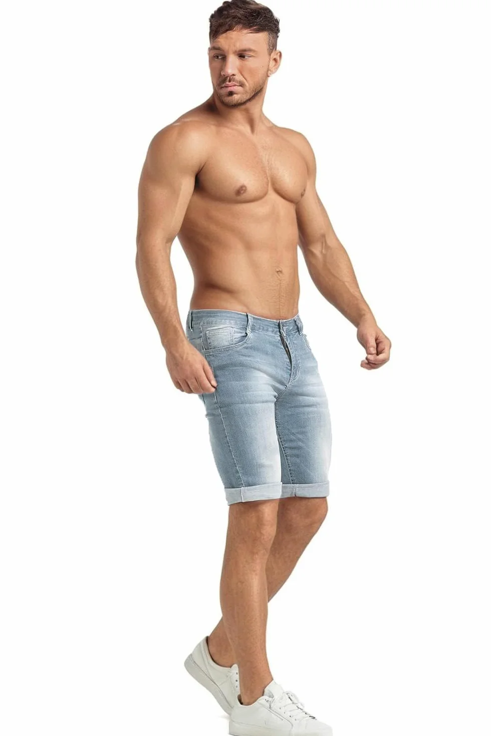 GINGTTO Pantalones Cortos Hombre Slim Fit Elastico Vaqueros Ajustado