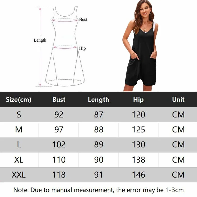 Haibang Peto Jumpsuit Sin Mangas Cuello en V Corto Verano