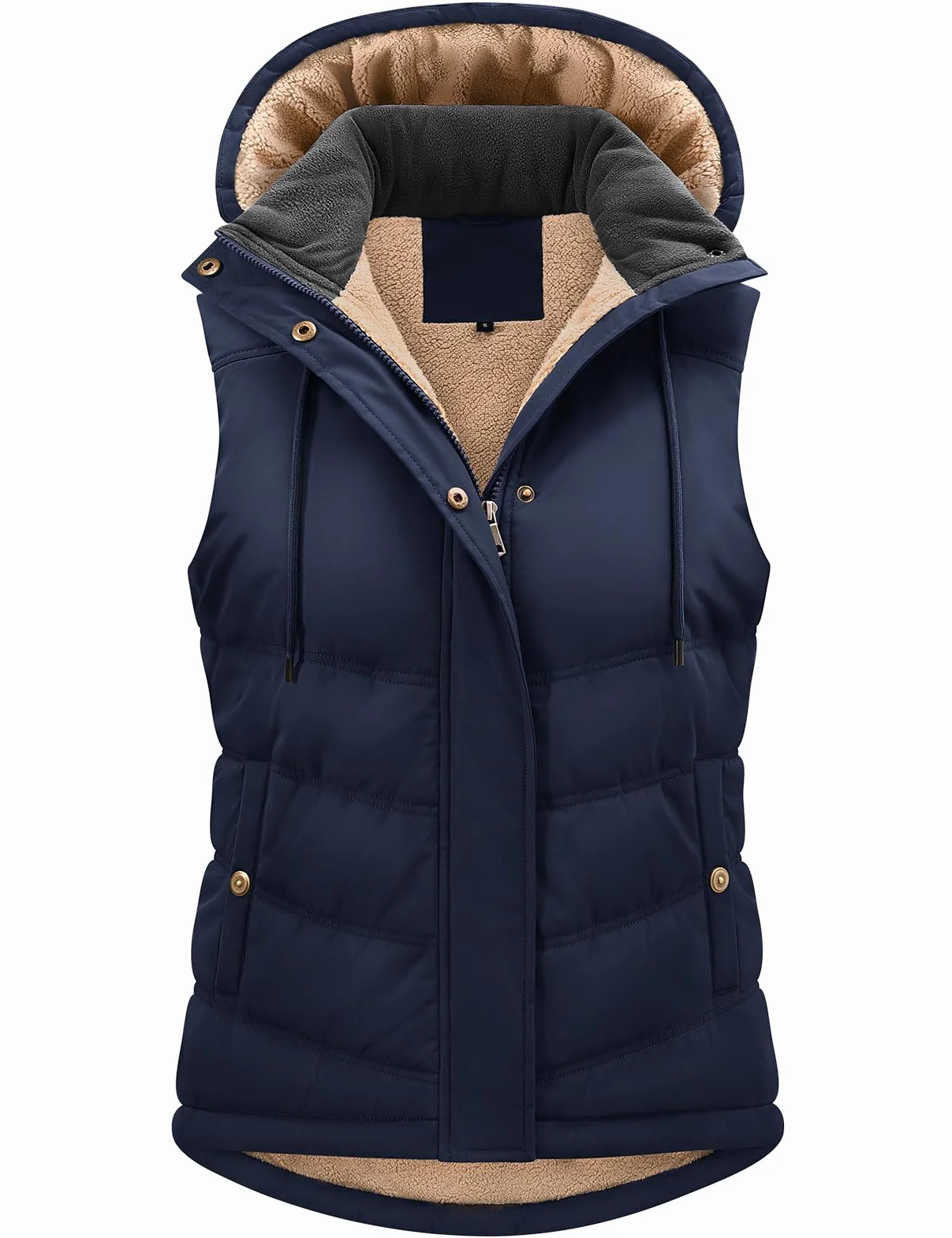 Chaleco Mujer Invierno Térmico Acolchado Chaqueta sin Mangas Forro Polar con Capucha Bolsillos