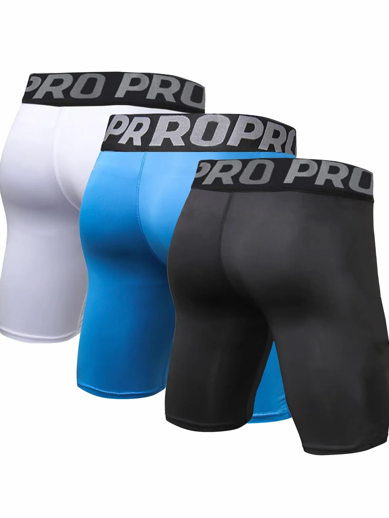 LANBAOSI 3 Piezas Pantalones Cortos de Compresión Hombre Running Gimnasio Transpirable Secado Rápido