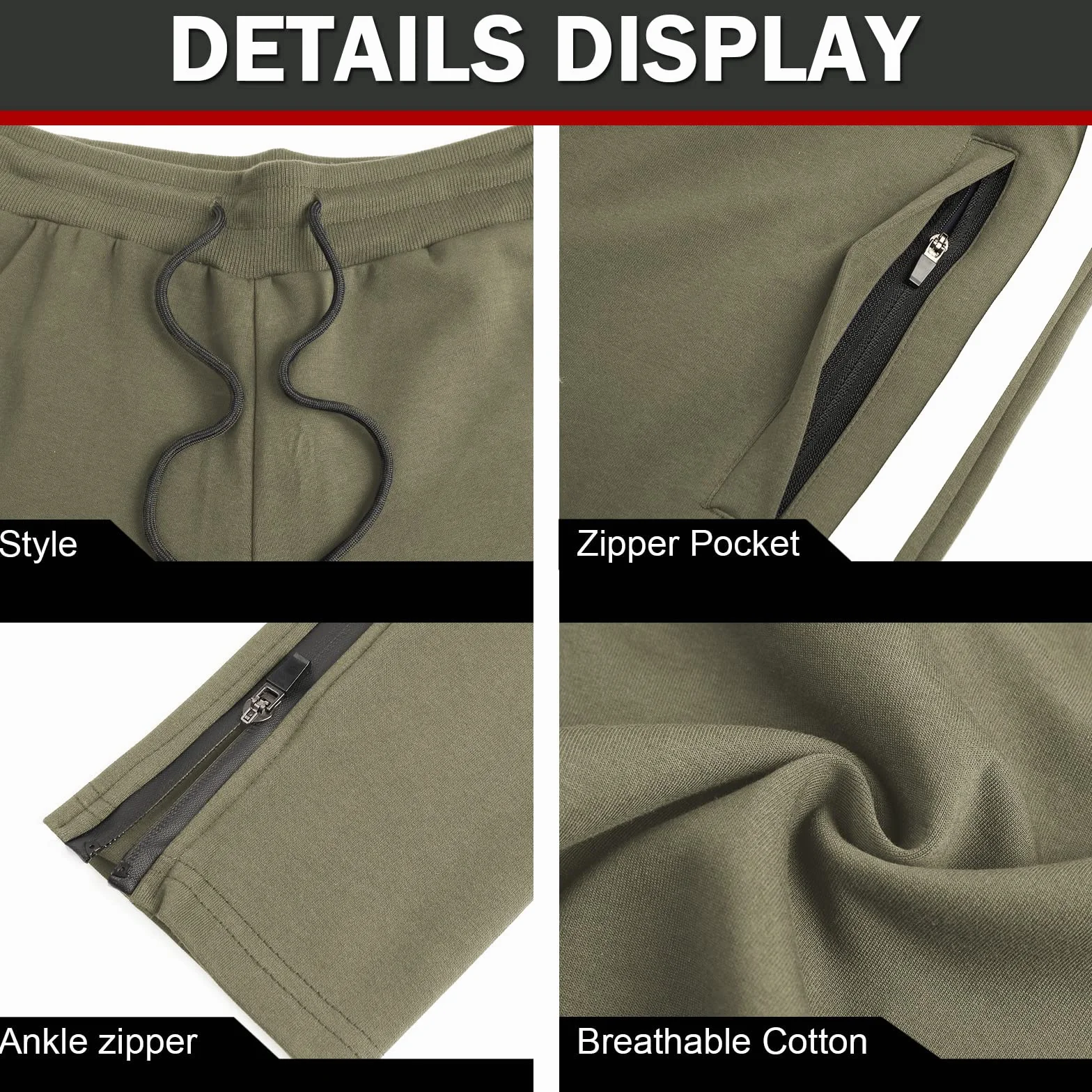 Pantalones Deportivos Running para Hombre Jogger Gimnasio Fitness Entrenamiento Pantalon Largos Chándal Bolsillo Cremallera Suwangi