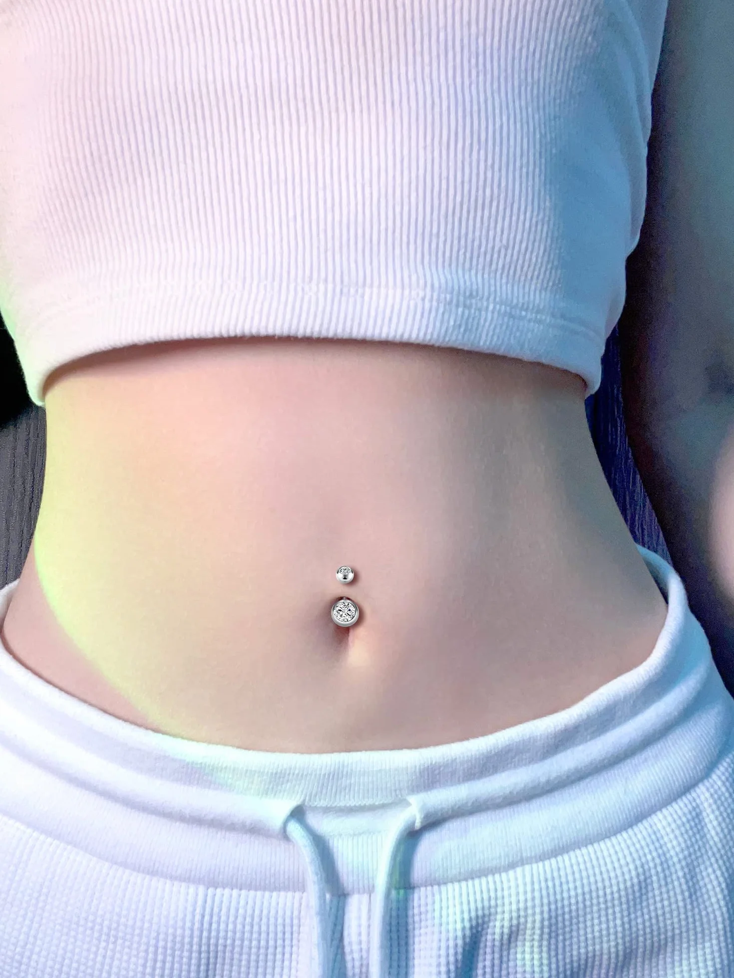 Piercing Ombligo 14G Acero Quirúrgico CZ Bead Diamond Joyería