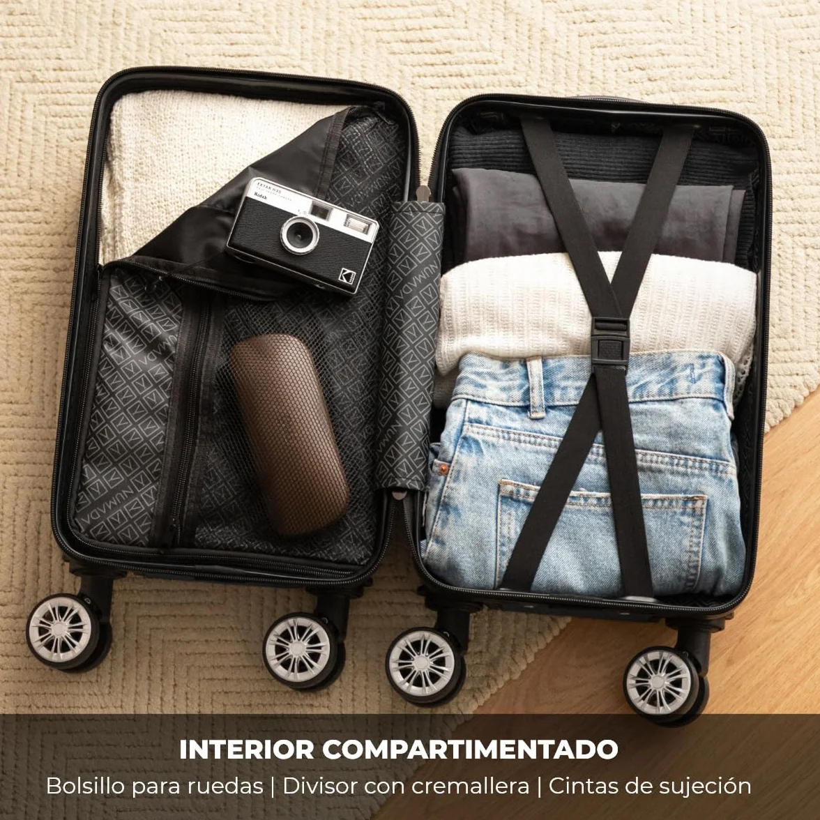 NUMADA Maleta de Viaje Cabina 40x25x20cm 20L Underseat 16 XXS con Ruedas Desmontables