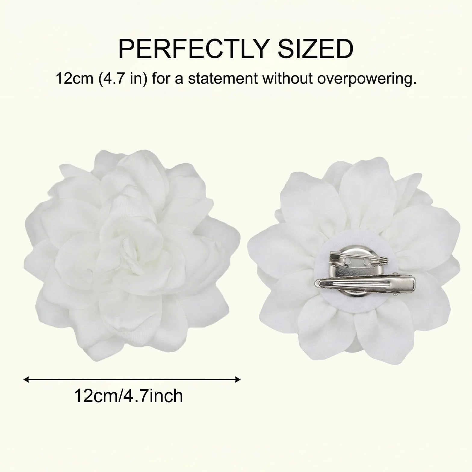 Broches para Ropa Mujer, Flor Flamenca Pelo, Flores para Vestidos de Fiesta, Pinza Pelo Flor, Horquilla con Flor, Elegante Broche de Solapa Floral para Boda, Fiesta, Baile (Blanco)