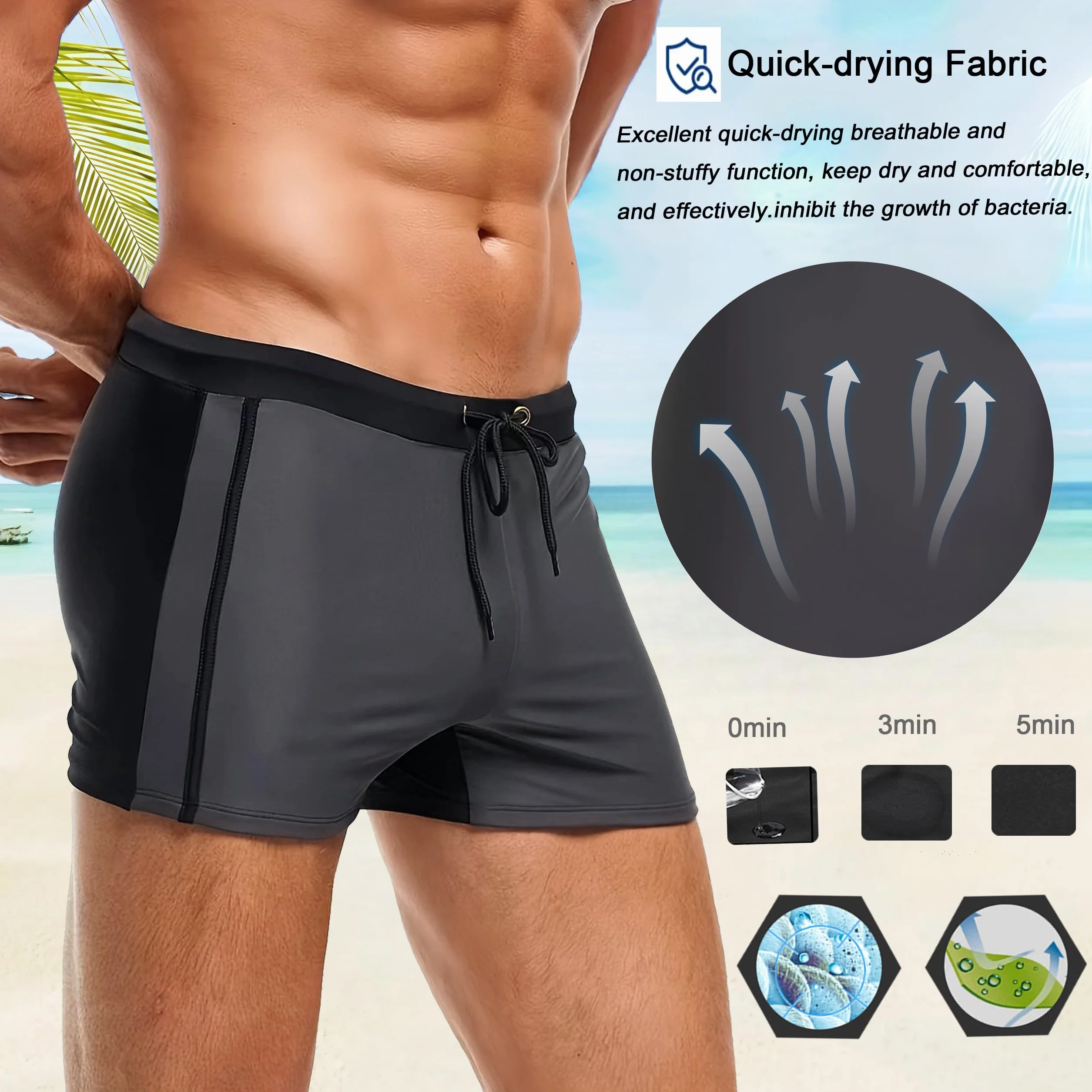 Bañador para Hombre Secado rápido Playa Surf Corriendo Pantalones Cortos de natación Boxeadores Ligero Shorts